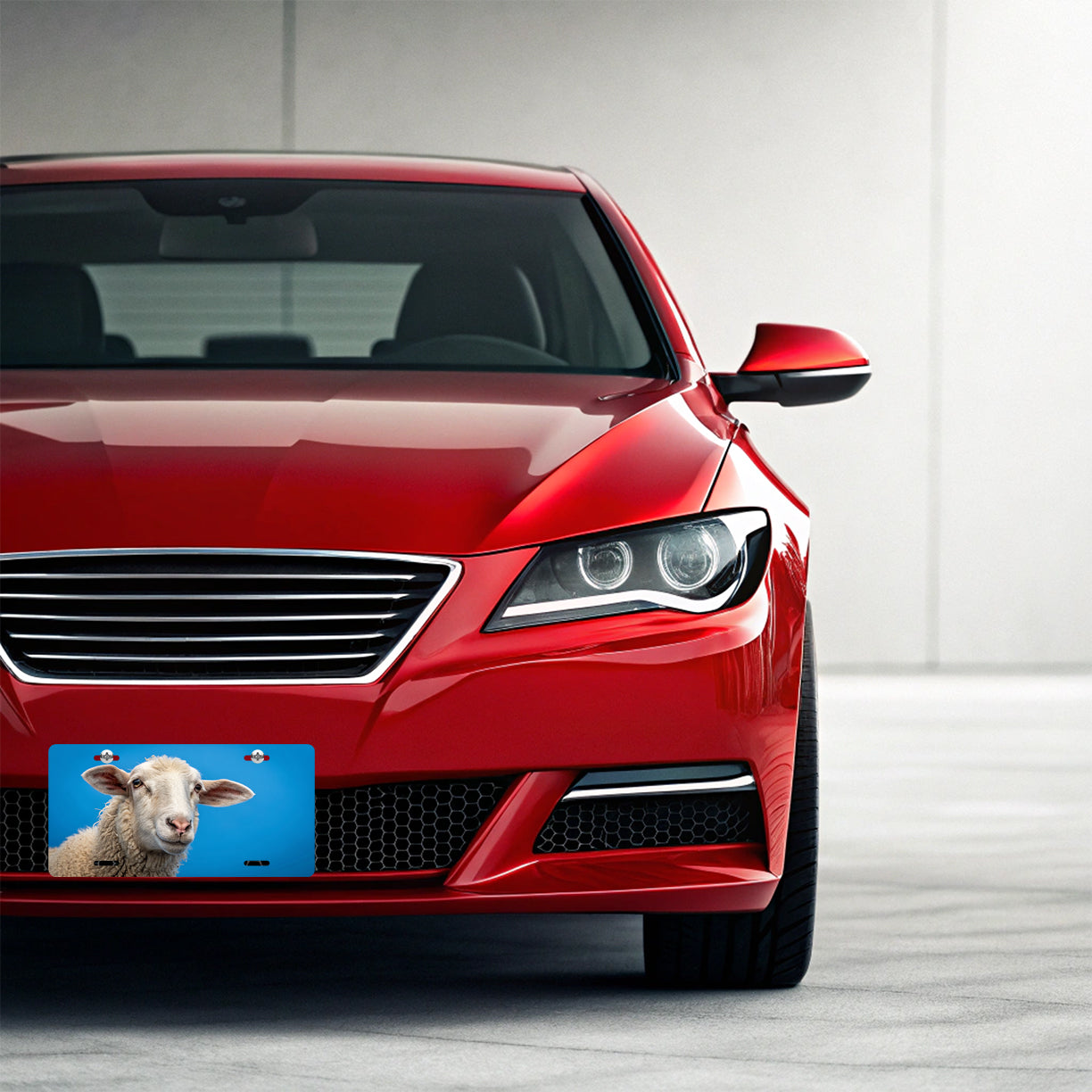 Sheep Face Blue Background Metal Vanity Novelty Tag License Plate for Trucks Cars SUVs