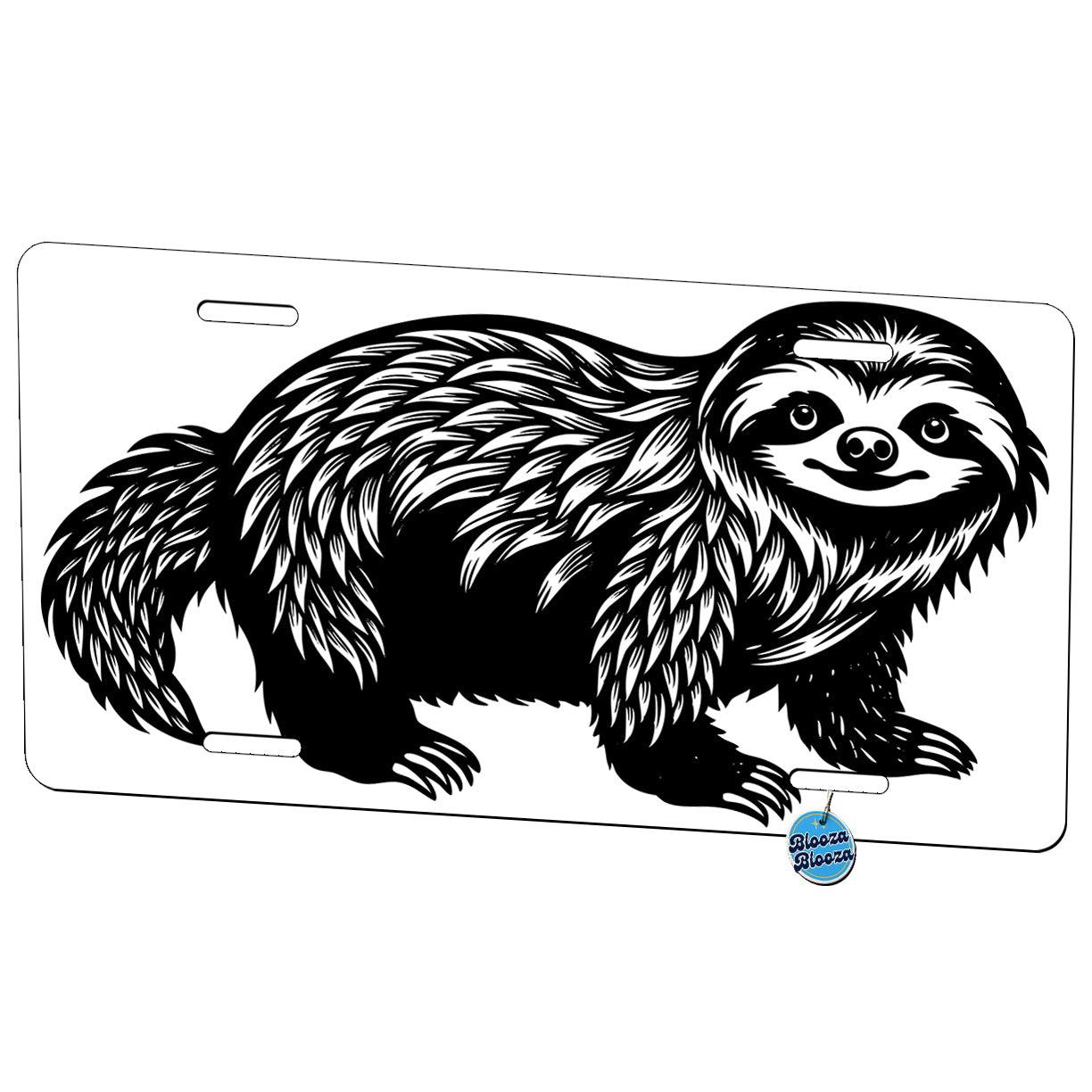Sloth Black White Metal Vanity Novelty Tag License Plate for Trucks Cars SUVs