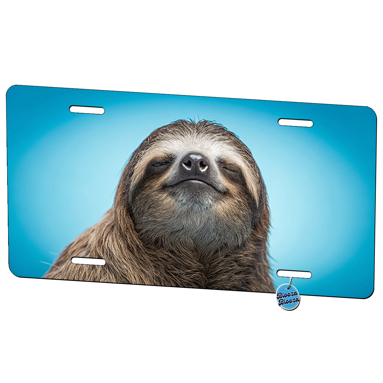 Sloth Face Blue Background Metal Vanity Novelty Tag License Plate for Trucks Cars SUVs