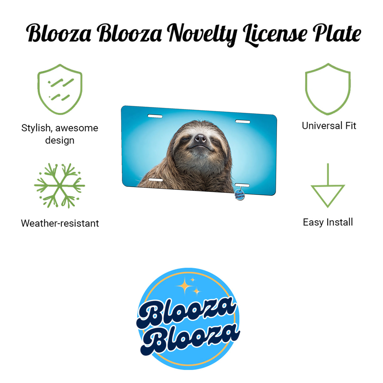 Sloth Face Blue Background Metal Vanity Novelty Tag License Plate for Trucks Cars SUVs