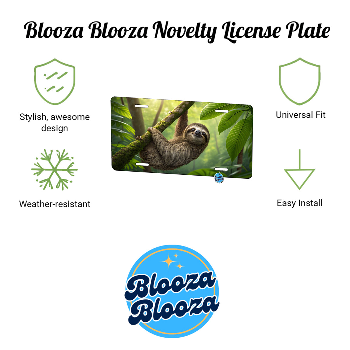 Sloth In Nature Metal Vanity Novelty Tag License Plate for Trucks Cars SUVs