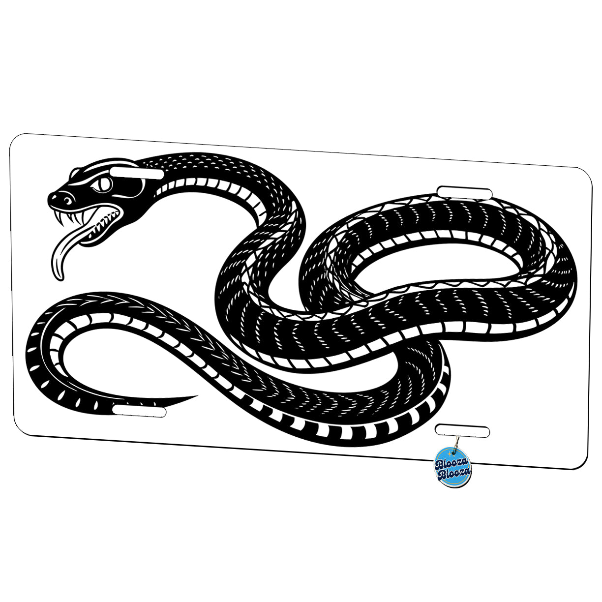 Snake Black White Metal Vanity Novelty Tag License Plate for Trucks Cars SUVs