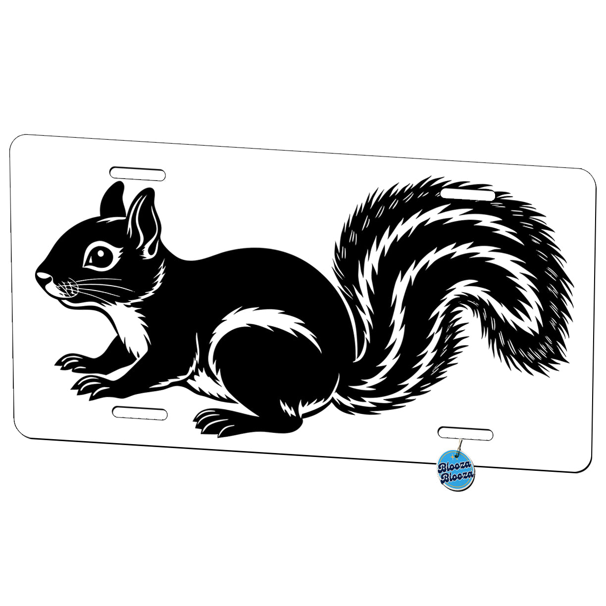 Squirrel Black White Metal Vanity Novelty Tag License Plate for Trucks Cars SUVs