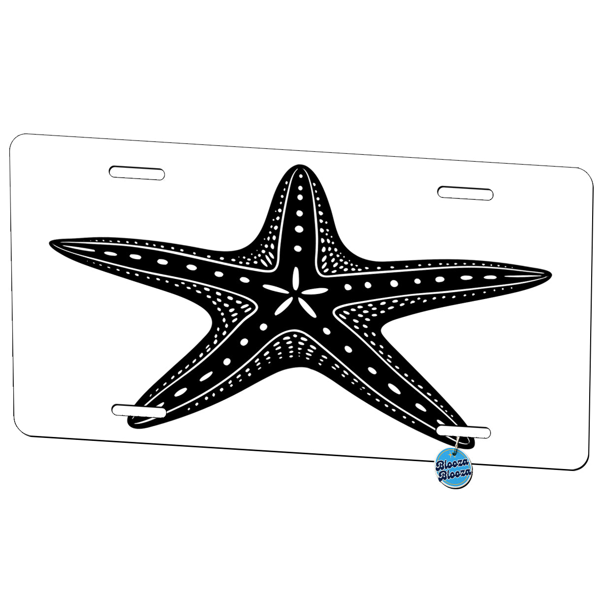 Starfish Black White Metal Vanity Novelty Tag License Plate for Trucks Cars SUVs