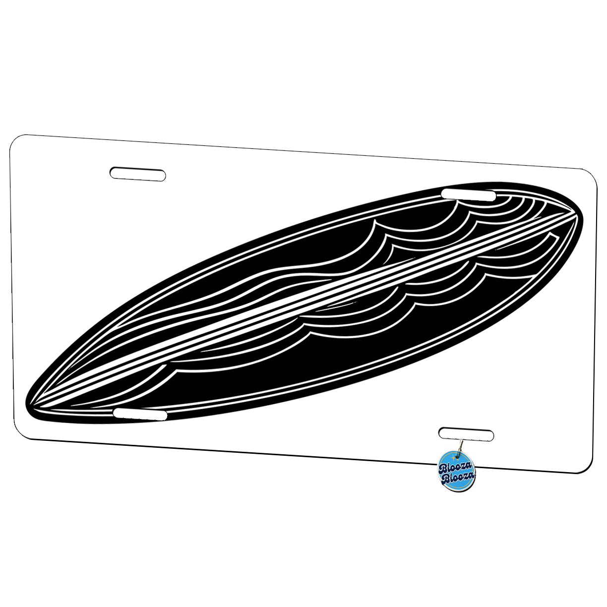 Surfboard Black White Metal Vanity Novelty Tag License Plate for Trucks Cars SUVs