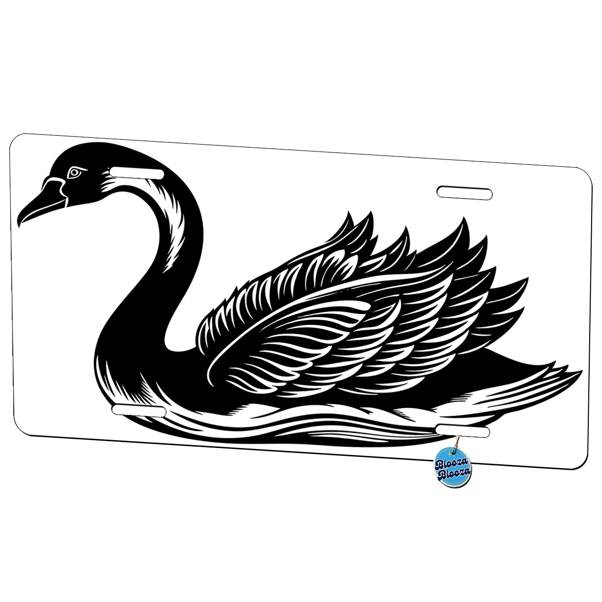 Swan Black White Metal Vanity Novelty Tag License Plate for Trucks Cars SUVs