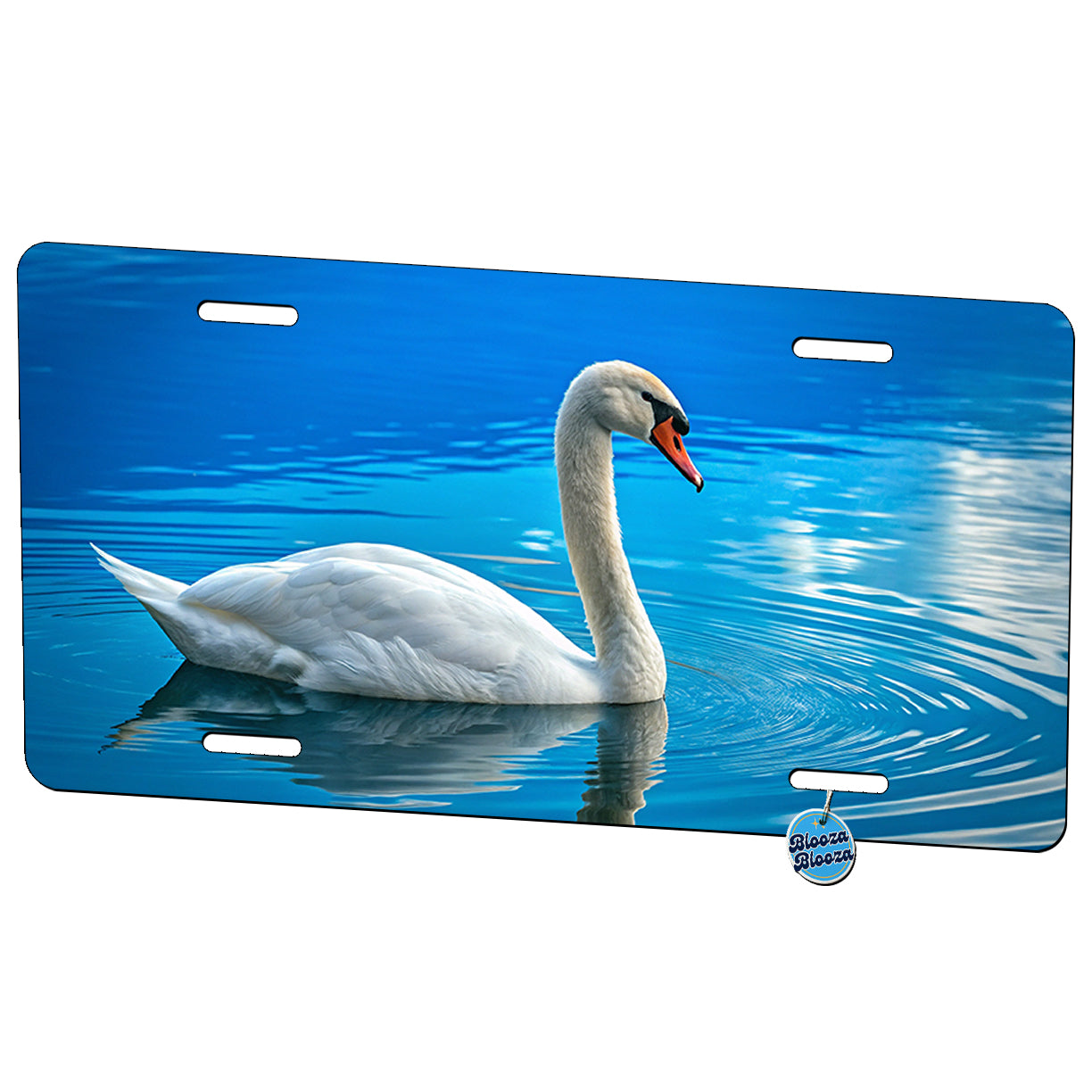 Swan Blue Background Metal Vanity Novelty Tag License Plate for Trucks Cars SUVs