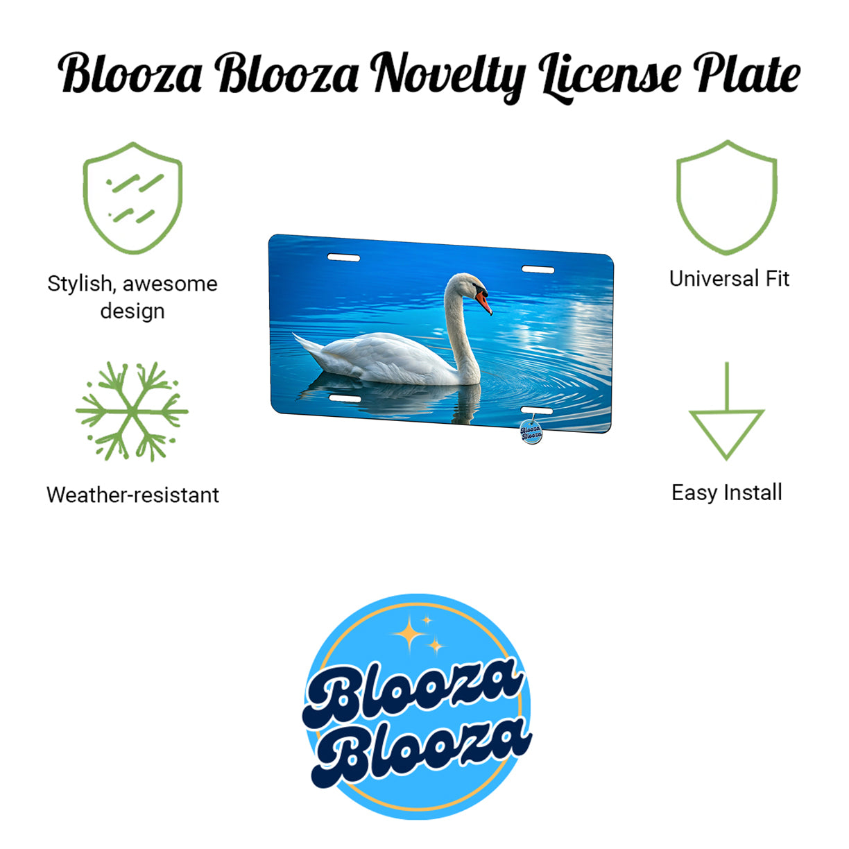 Swan Blue Background Metal Vanity Novelty Tag License Plate for Trucks Cars SUVs
