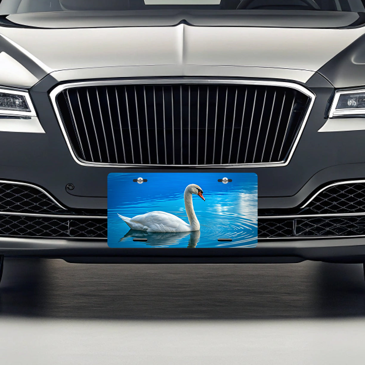 Swan Blue Background Metal Vanity Novelty Tag License Plate for Trucks Cars SUVs