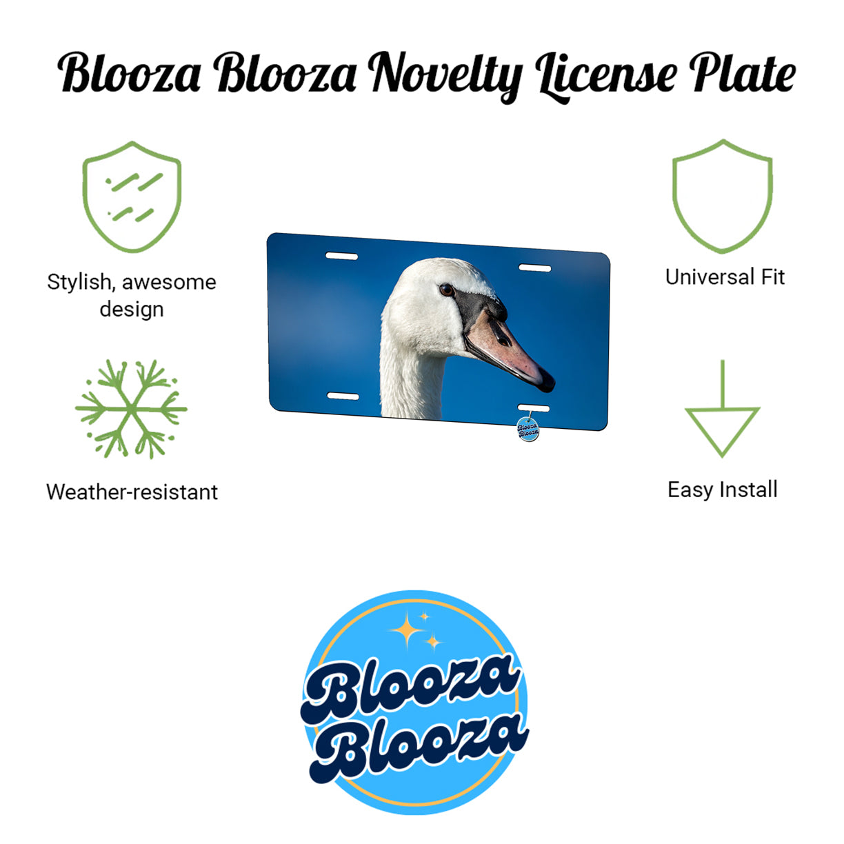 Swan Face Blue Background Metal Vanity Novelty Tag License Plate for Trucks Cars SUVs