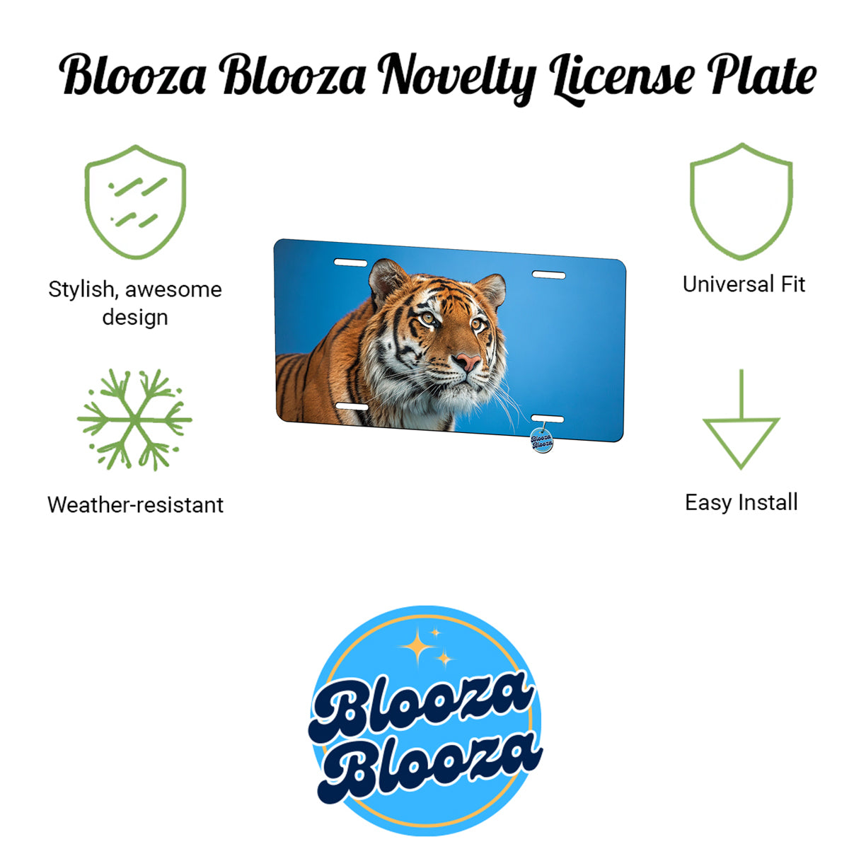 Tiger Face Blue Background Metal Vanity Novelty Tag License Plate for Trucks Cars SUVs