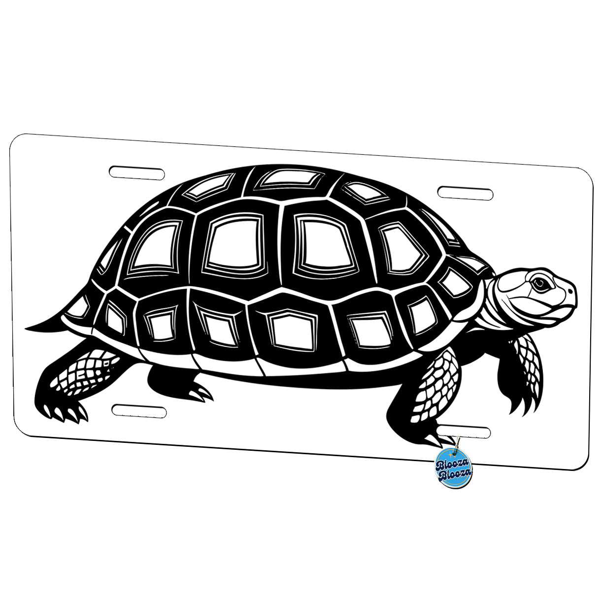 Tortoise Black White Metal Vanity Novelty Tag License Plate for Trucks Cars SUVs