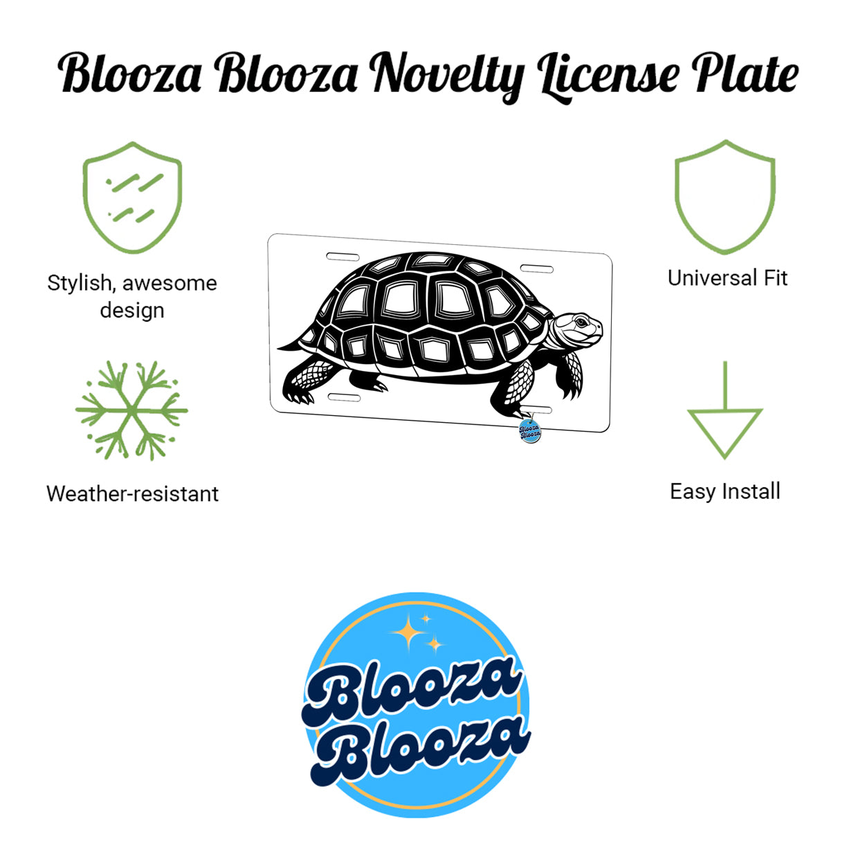 Tortoise Black White Metal Vanity Novelty Tag License Plate for Trucks Cars SUVs