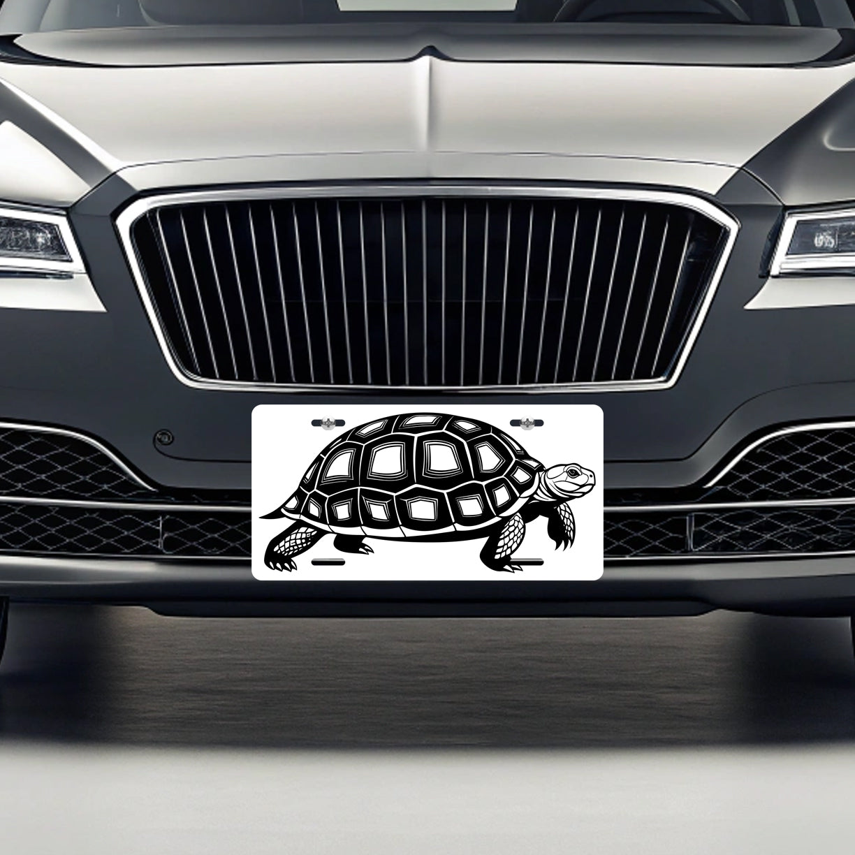 Tortoise Black White Metal Vanity Novelty Tag License Plate for Trucks Cars SUVs