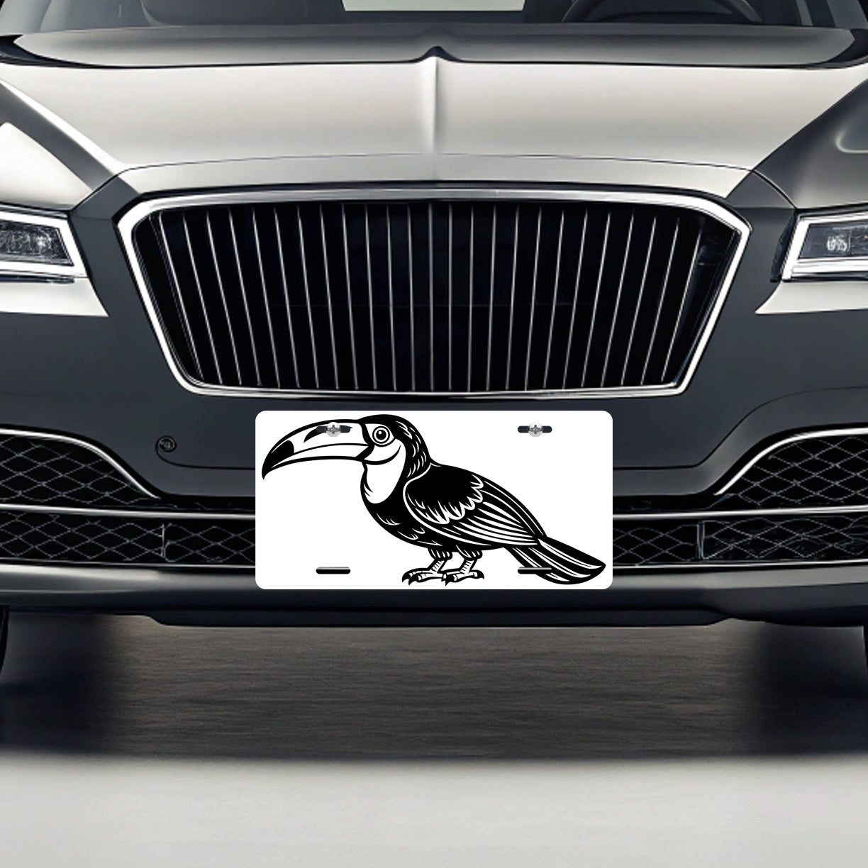 Toucan Black White Metal Vanity Novelty Tag License Plate for Trucks Cars SUVs