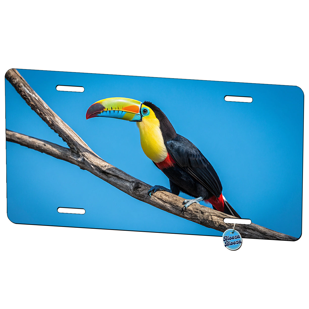 Toucan Blue Background Metal Vanity Novelty Tag License Plate for Trucks Cars SUVs