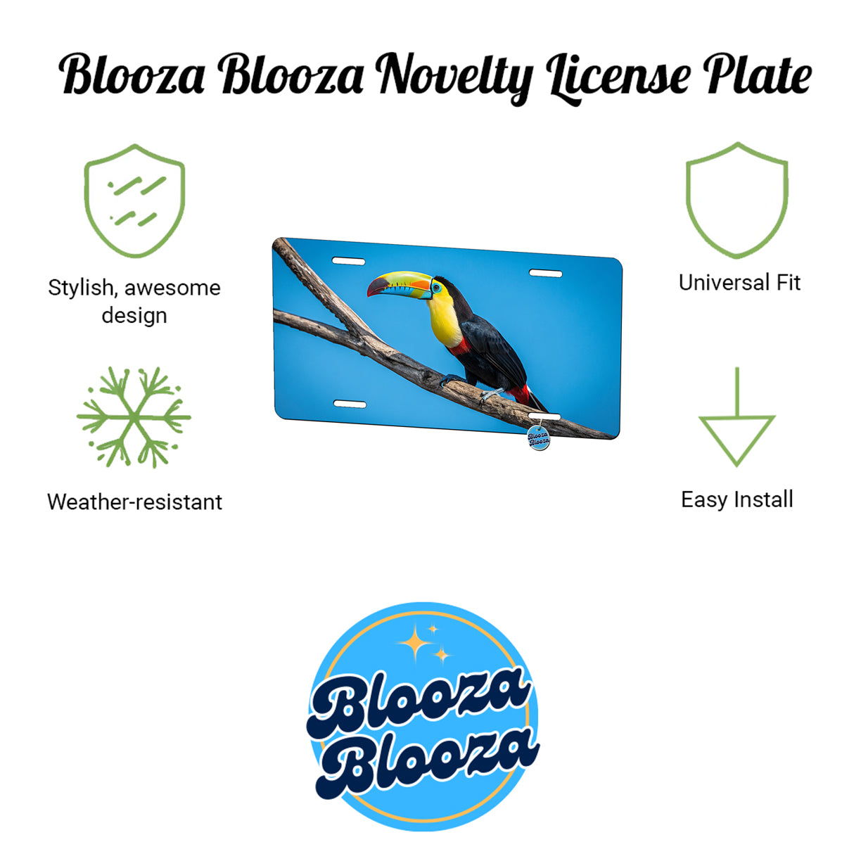 Toucan Blue Background Metal Vanity Novelty Tag License Plate for Trucks Cars SUVs