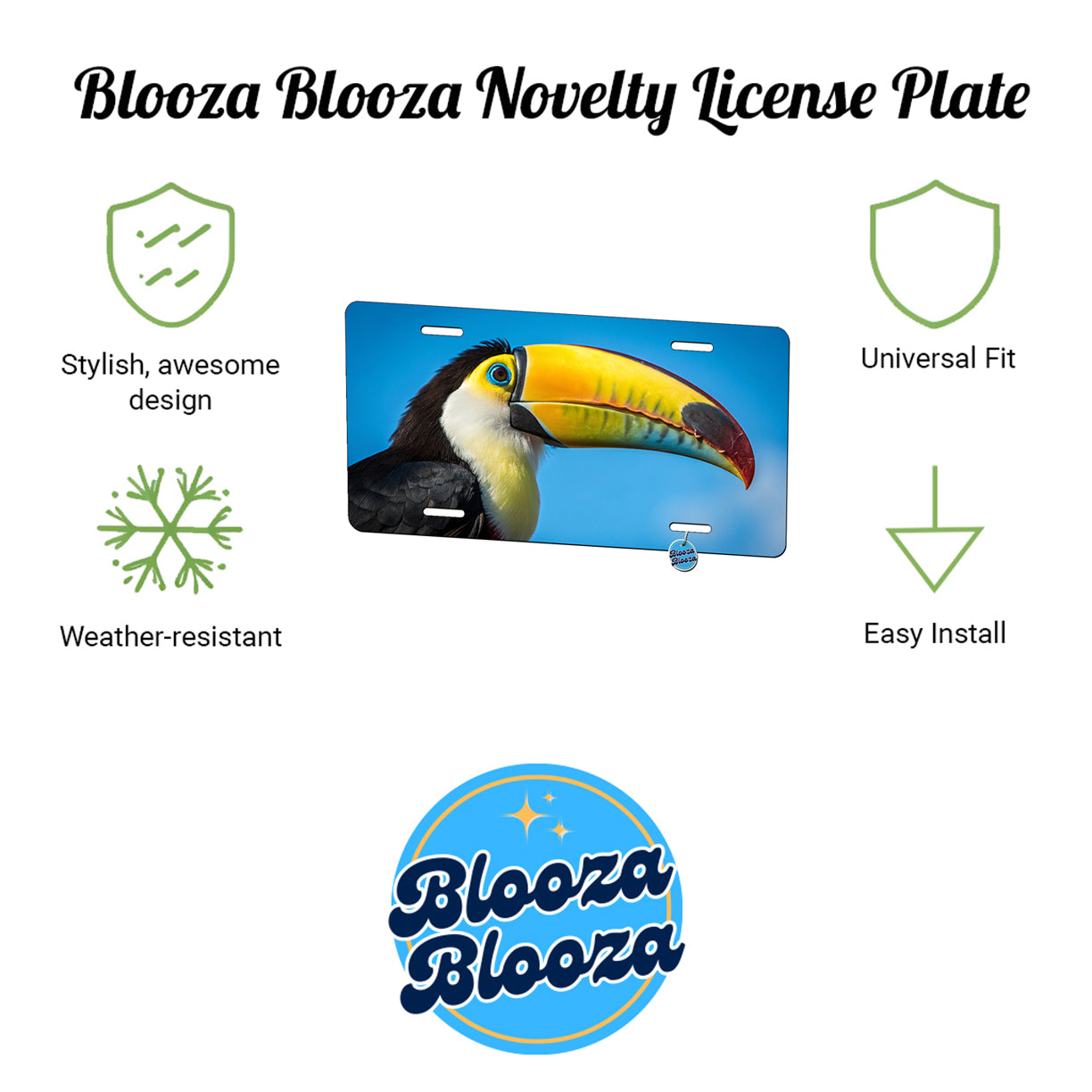 Toucan Face Blue Background Metal Vanity Novelty Tag License Plate for Trucks Cars SUVs