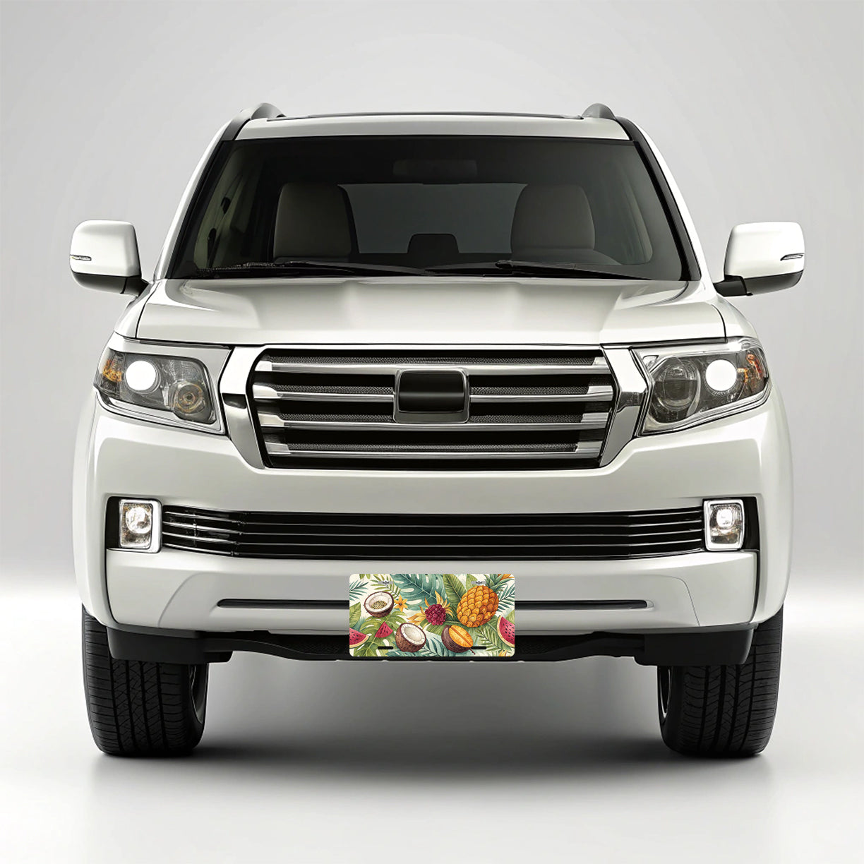 Tropical Fruit Pattern Palm Leaves Metal Vanity Novelty Tag License Plate for Trucks Cars SUVs