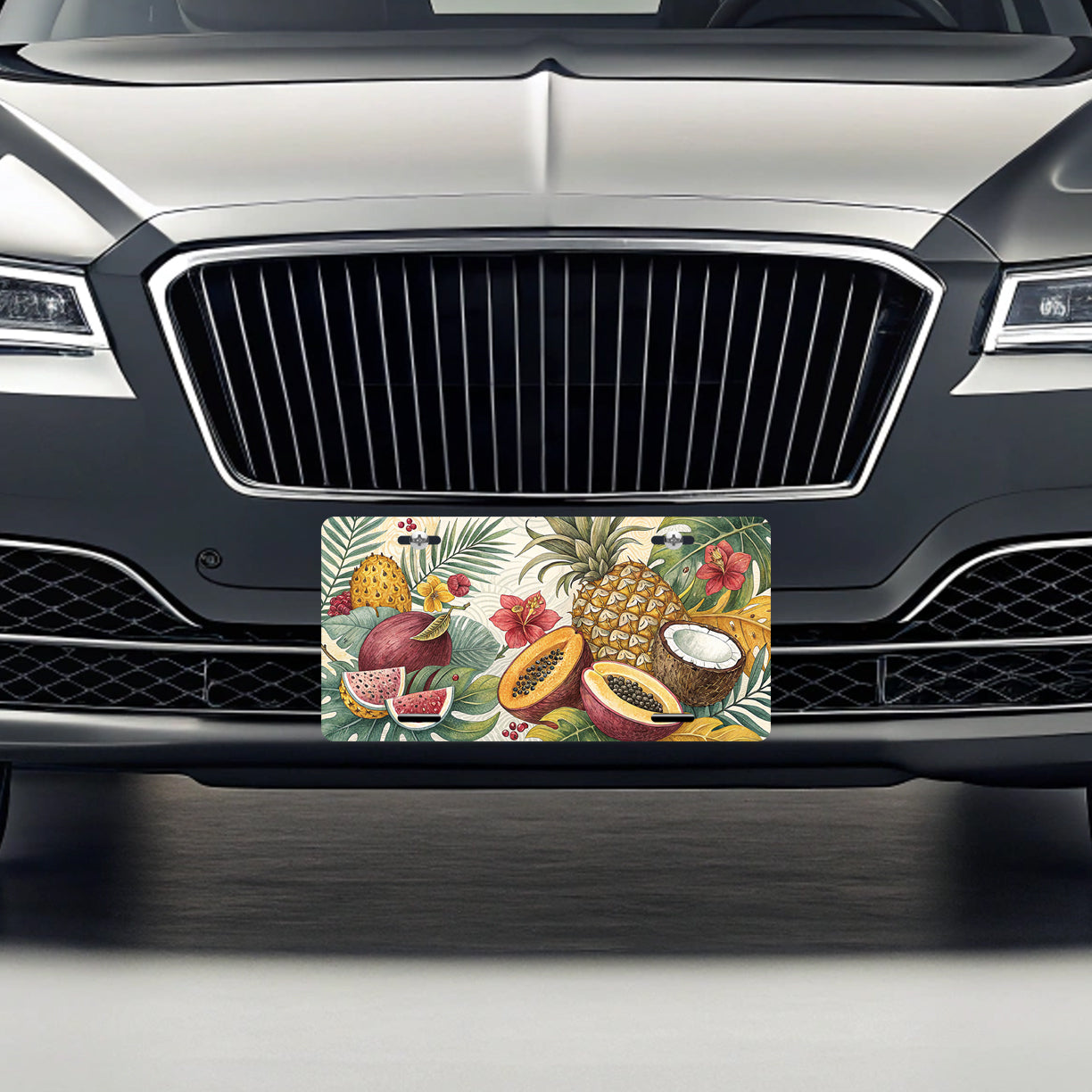 Tropical Fruit Pattern Pineapples Coconuts Metal Vanity Novelty Tag License Plate for Trucks Cars SUVs
