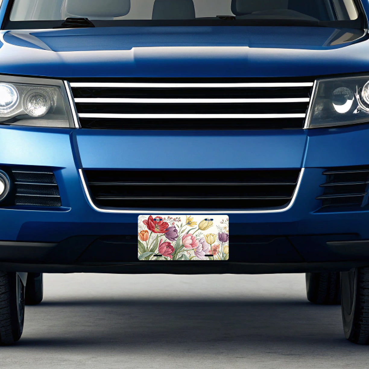 Tulips Flowers Floral Drawing Metal Vanity Novelty Tag License Plate for Trucks Cars SUVs
