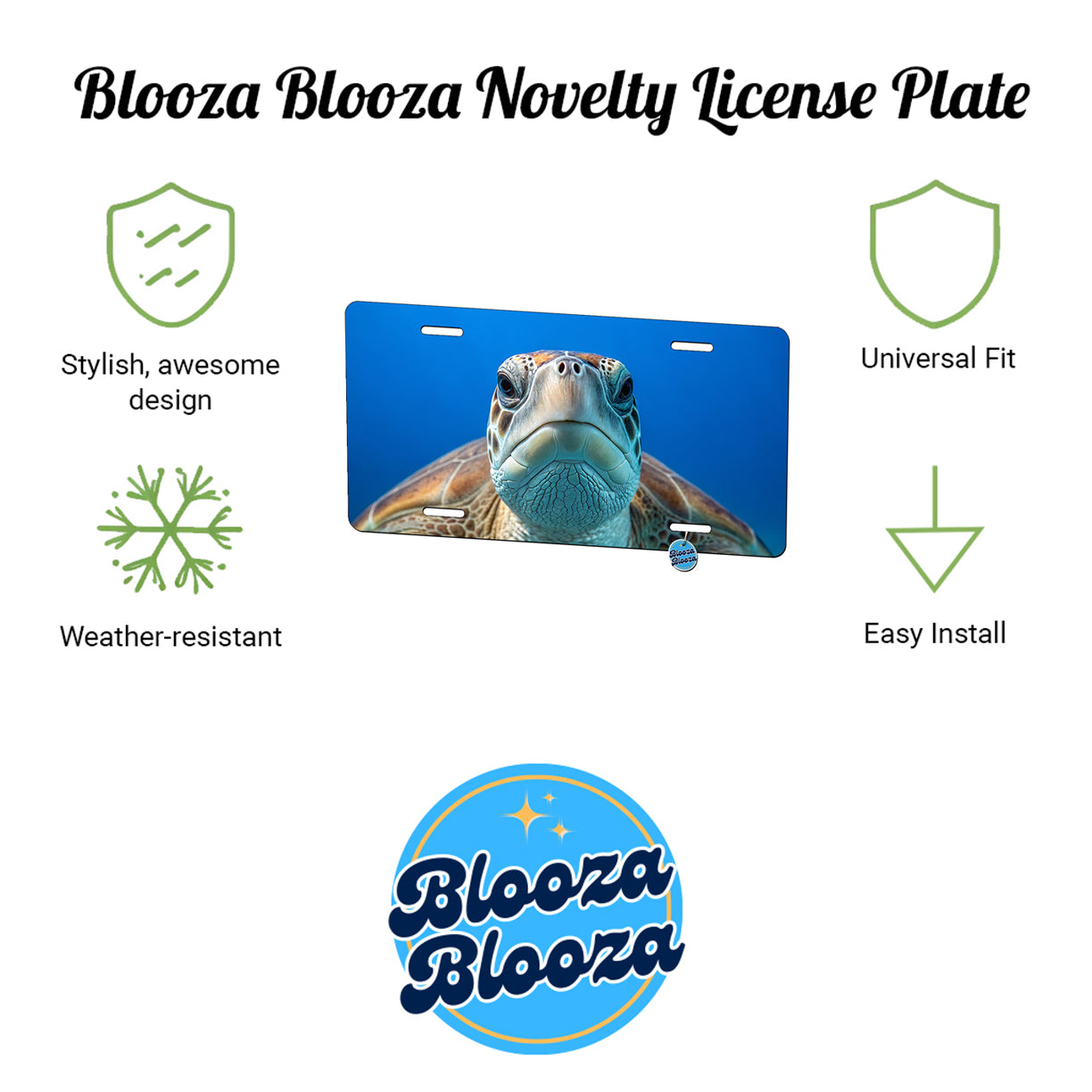 Turtle Face Blue Background Metal Vanity Novelty Tag License Plate for Trucks Cars SUVs