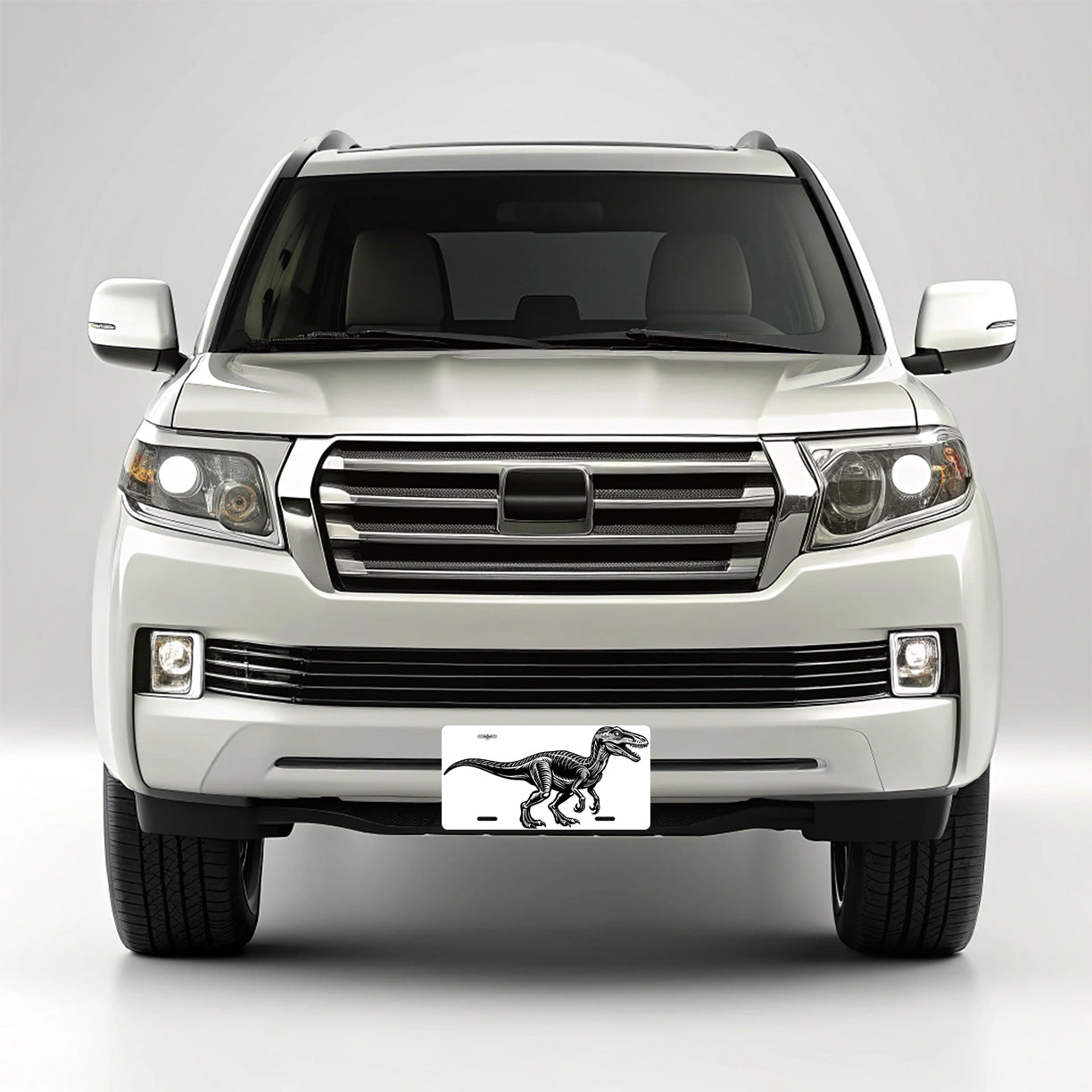 Velociraptor Dinosaur Black White Metal Vanity Novelty Tag License Plate for Trucks Cars SUVs