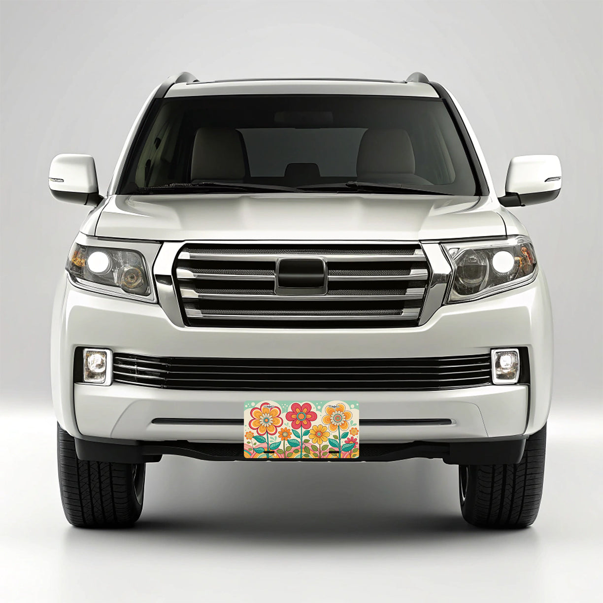 Vintage Groovy Flowers Drawing Metal Vanity Novelty Tag License Plate for Trucks Cars SUVs