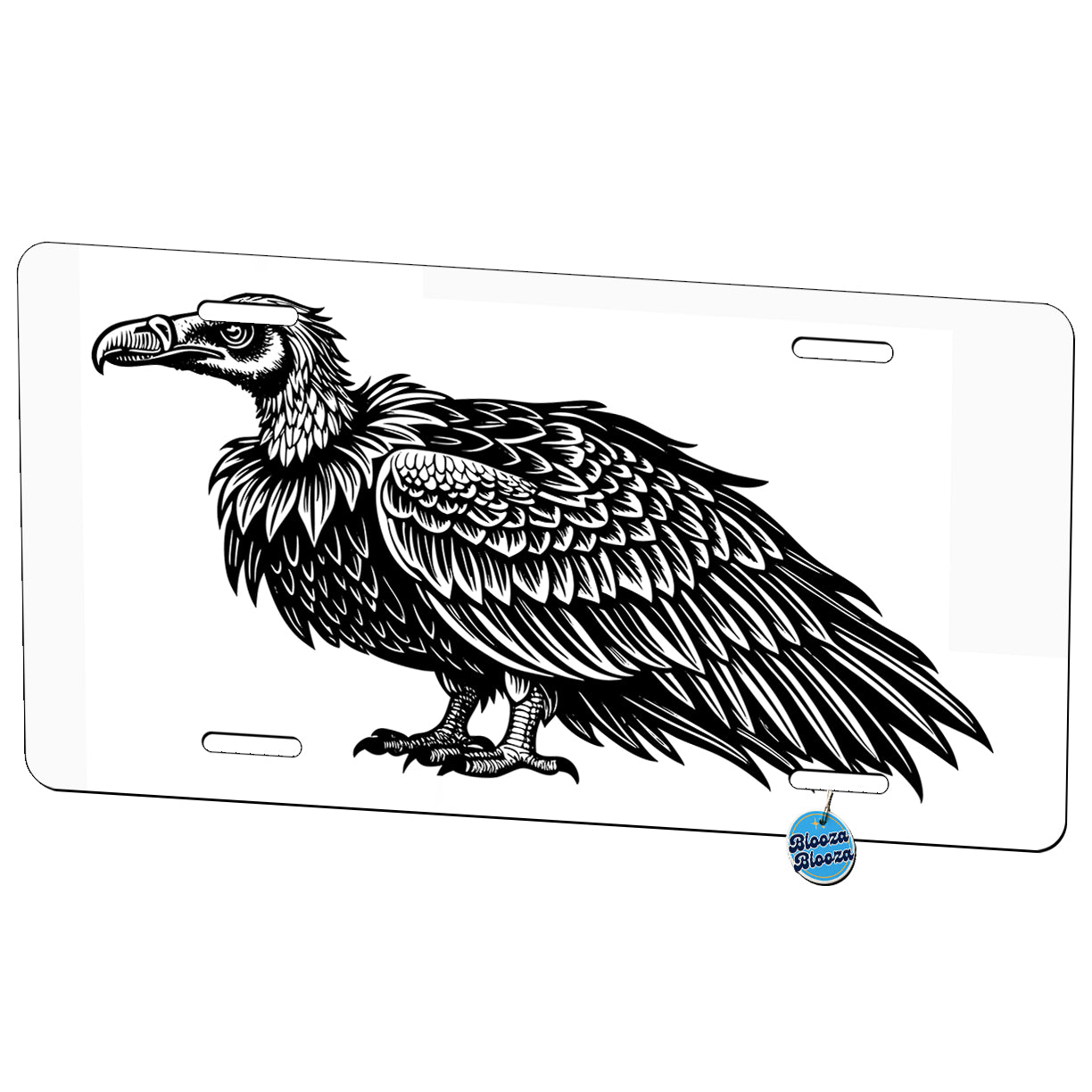 Vulture Bird Black White Metal Vanity Novelty Tag License Plate for Trucks Cars SUVs