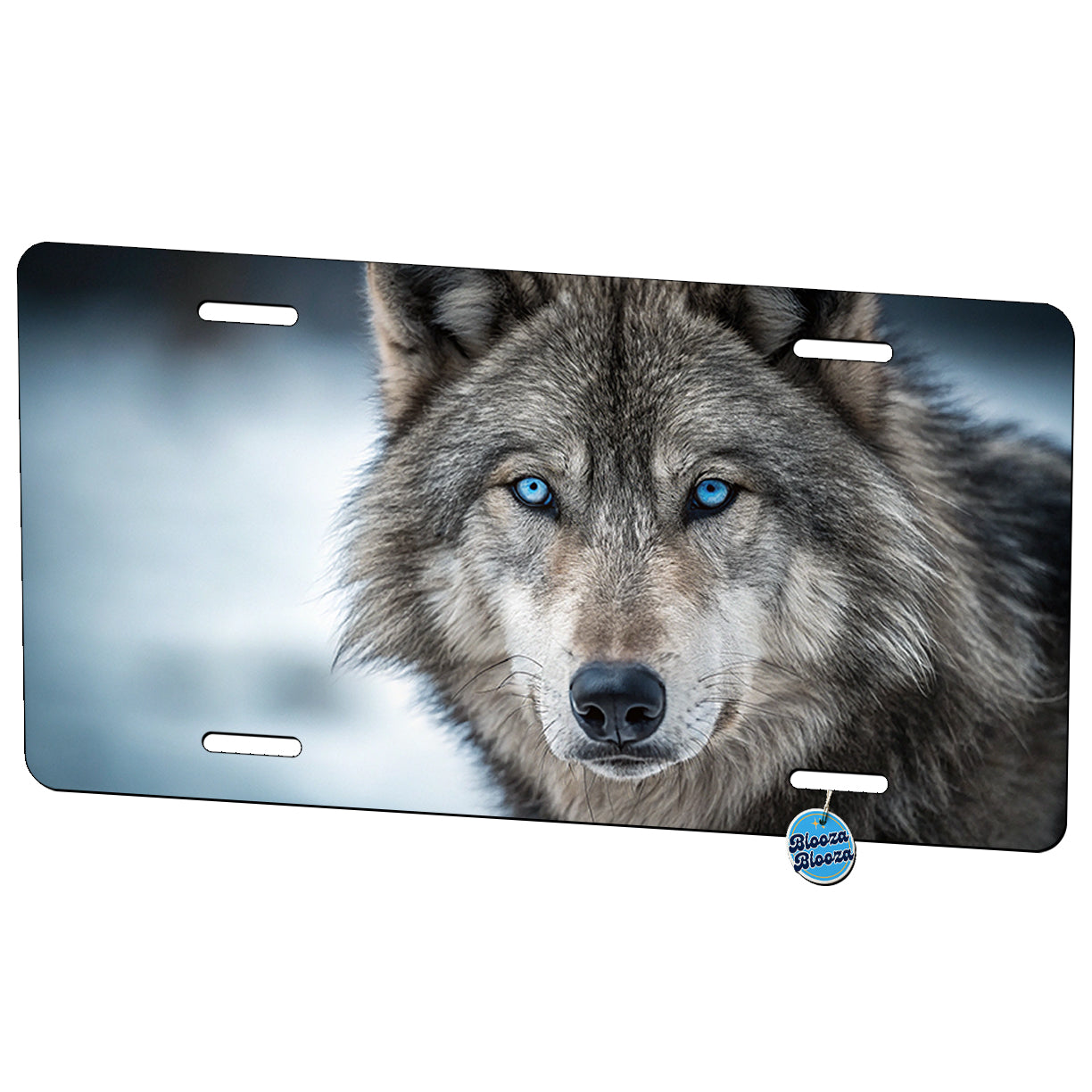 Wolf Closeup With Blue Eyes Metal Vanity Novelty Tag License Plate for Trucks Cars SUVs