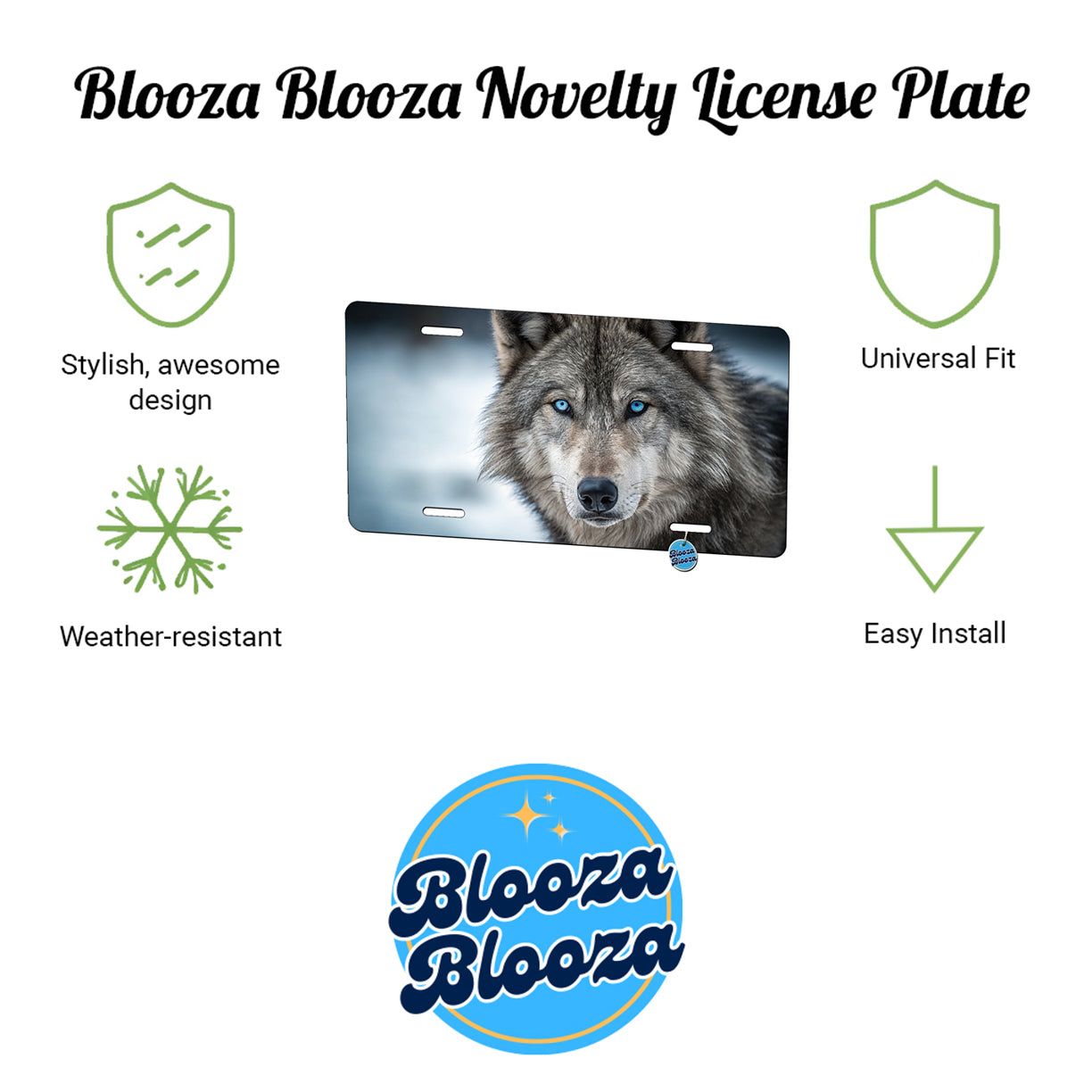 Wolf Closeup With Blue Eyes Metal Vanity Novelty Tag License Plate for Trucks Cars SUVs