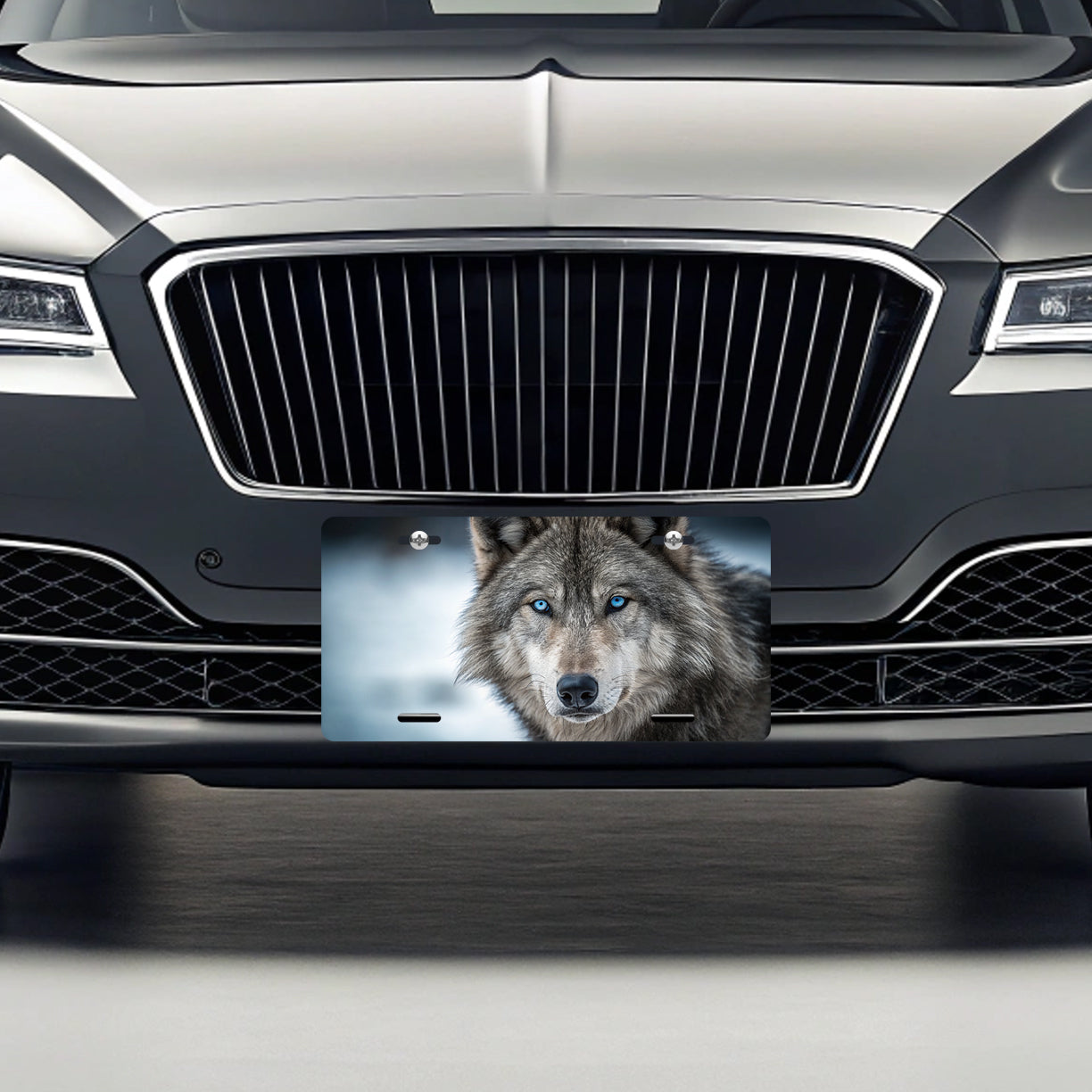 Wolf Closeup With Blue Eyes Metal Vanity Novelty Tag License Plate for Trucks Cars SUVs
