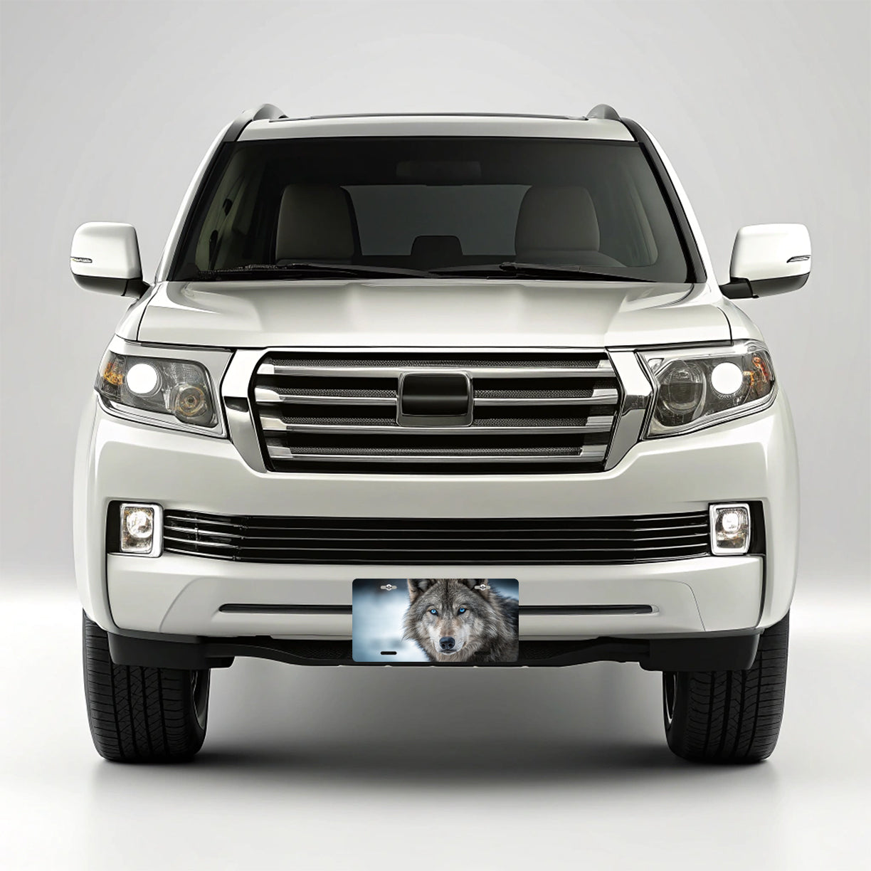 Wolf Closeup With Blue Eyes Metal Vanity Novelty Tag License Plate for Trucks Cars SUVs