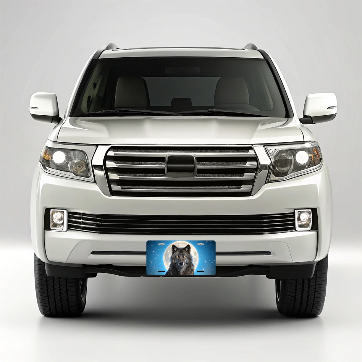 Wolf In Night Sky Moon Stars Metal Vanity Novelty Tag License Plate for Trucks Cars SUVs