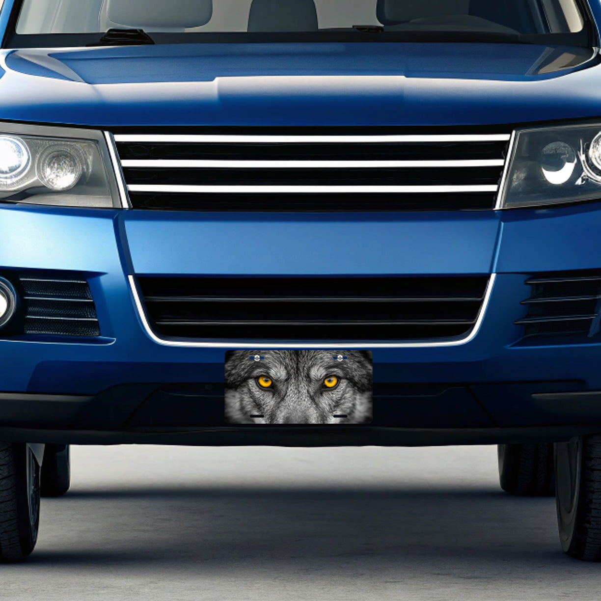 Wolf Yellow Eyes Closeup Metal Vanity Novelty Tag License Plate for Trucks Cars SUVs