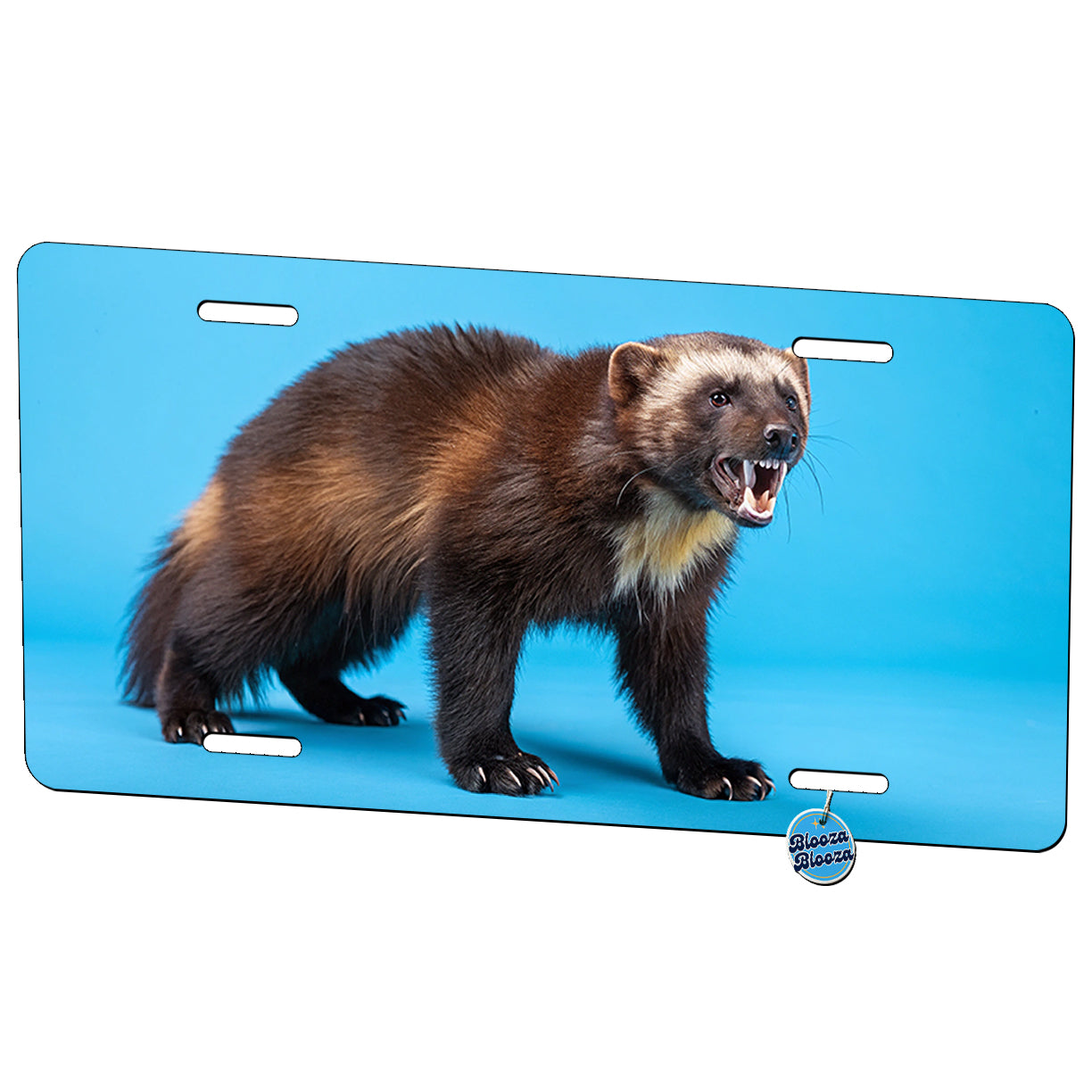 Wolverine Animal Blue Background Metal Vanity Novelty Tag License Plate for Trucks Cars SUVs