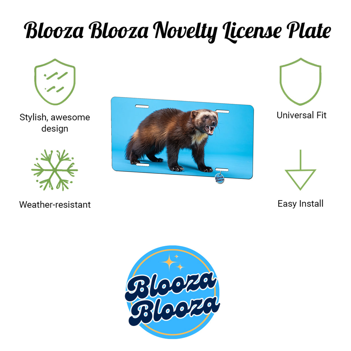 Wolverine Animal Blue Background Metal Vanity Novelty Tag License Plate for Trucks Cars SUVs