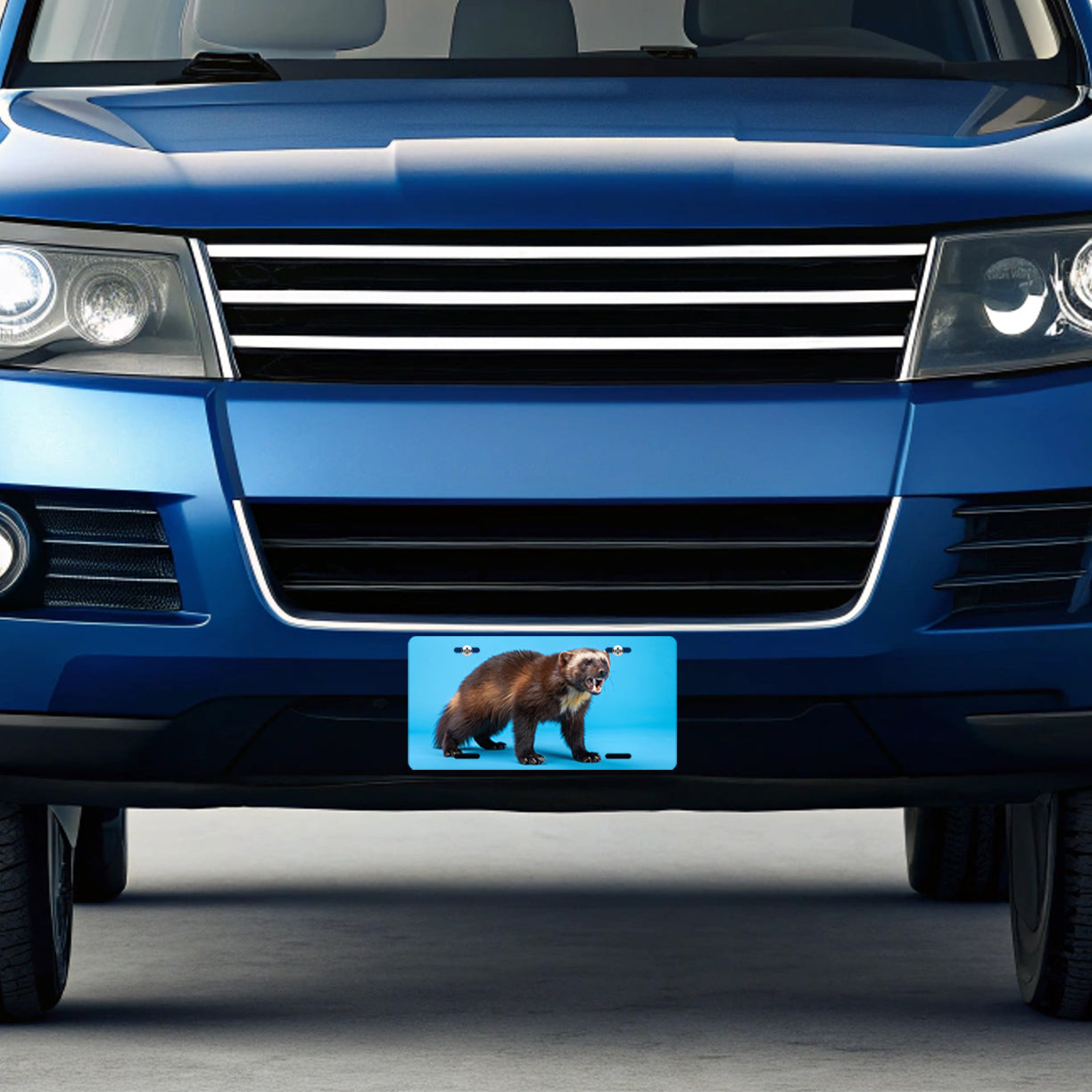 Wolverine Animal Blue Background Metal Vanity Novelty Tag License Plate for Trucks Cars SUVs