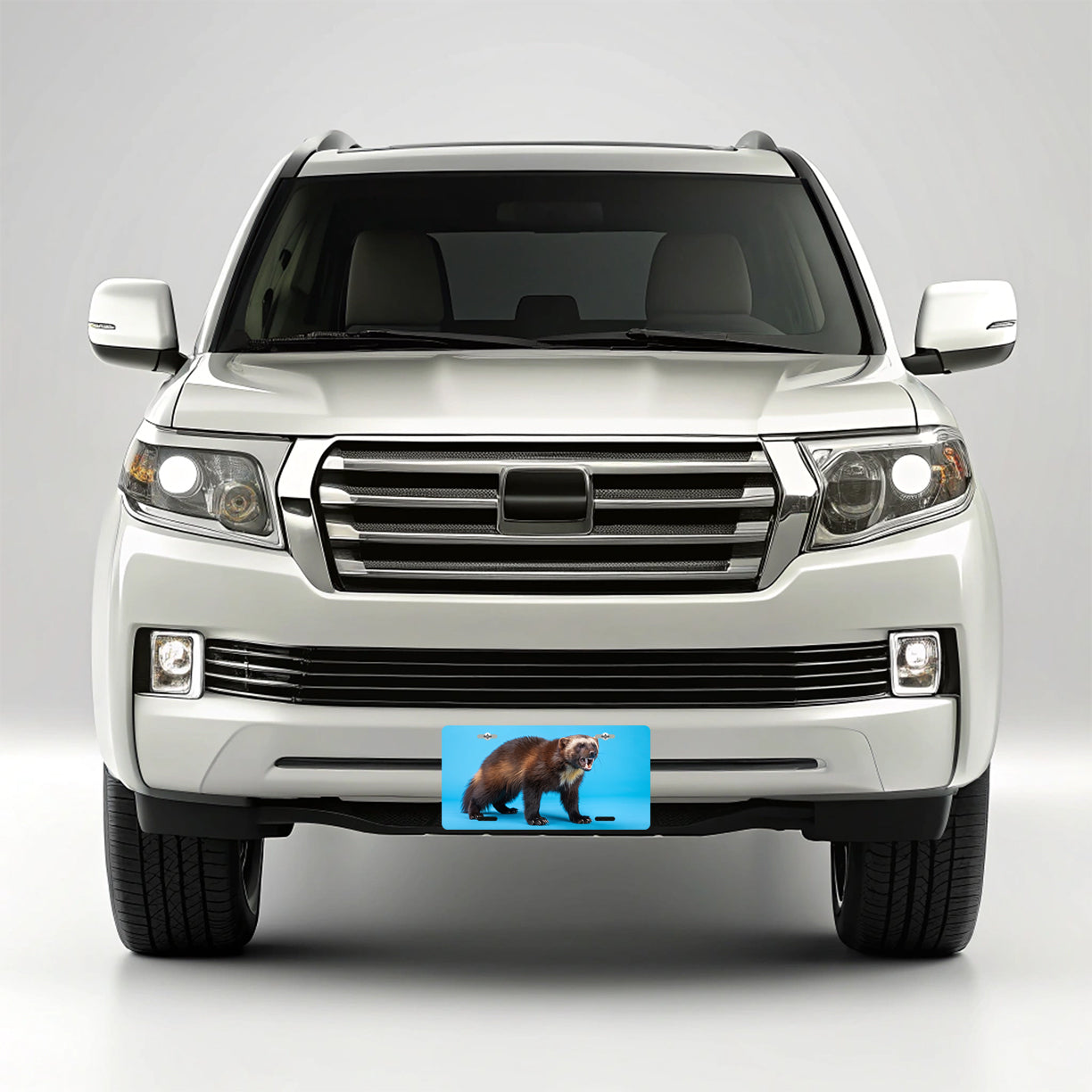 Wolverine Animal Blue Background Metal Vanity Novelty Tag License Plate for Trucks Cars SUVs