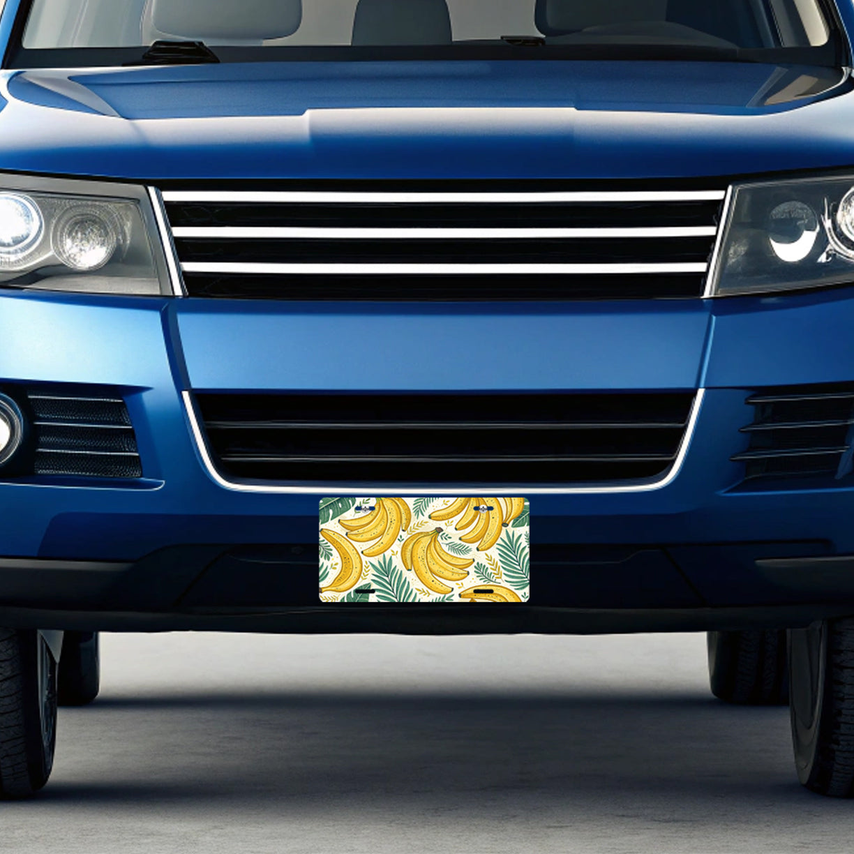 Yellow Bananas Pattern Fruit Palm Leaves Metal Vanity Novelty Tag License Plate for Trucks Cars SUVs