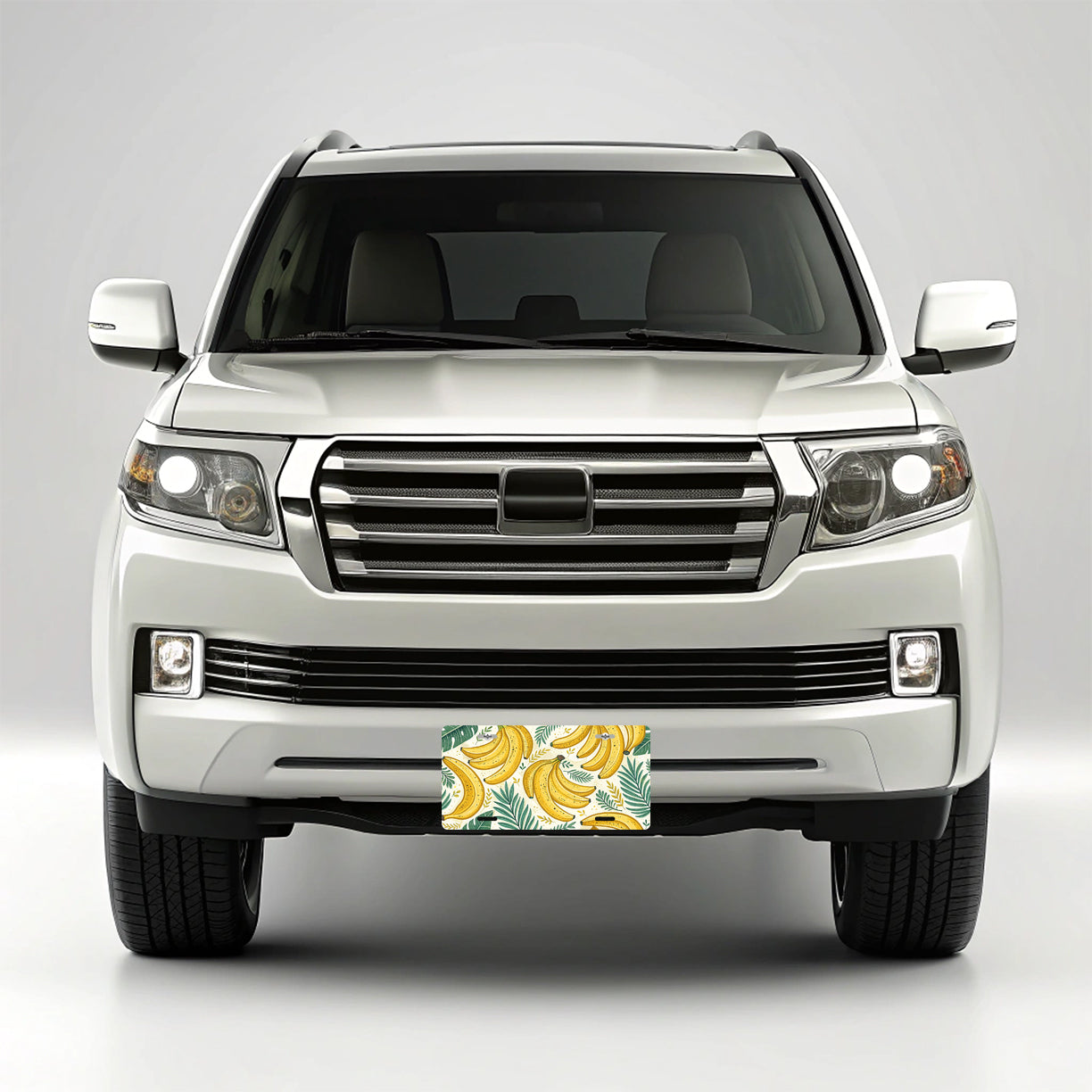 Yellow Bananas Pattern Fruit Palm Leaves Metal Vanity Novelty Tag License Plate for Trucks Cars SUVs