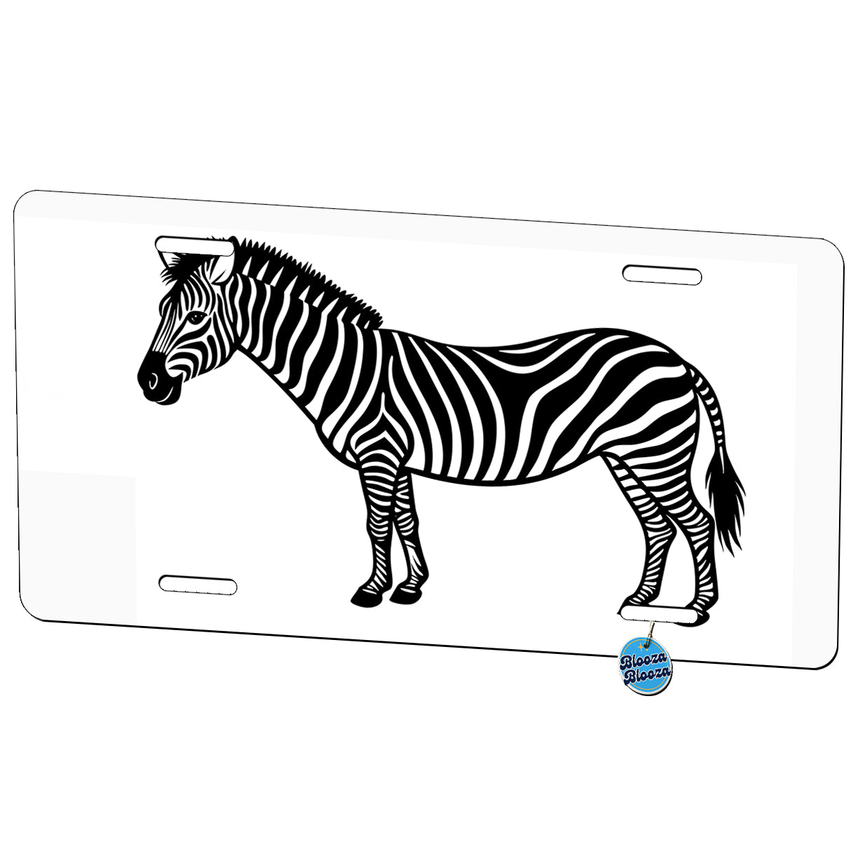 Zebra Black White Metal Vanity Novelty Tag License Plate for Trucks Cars SUVs