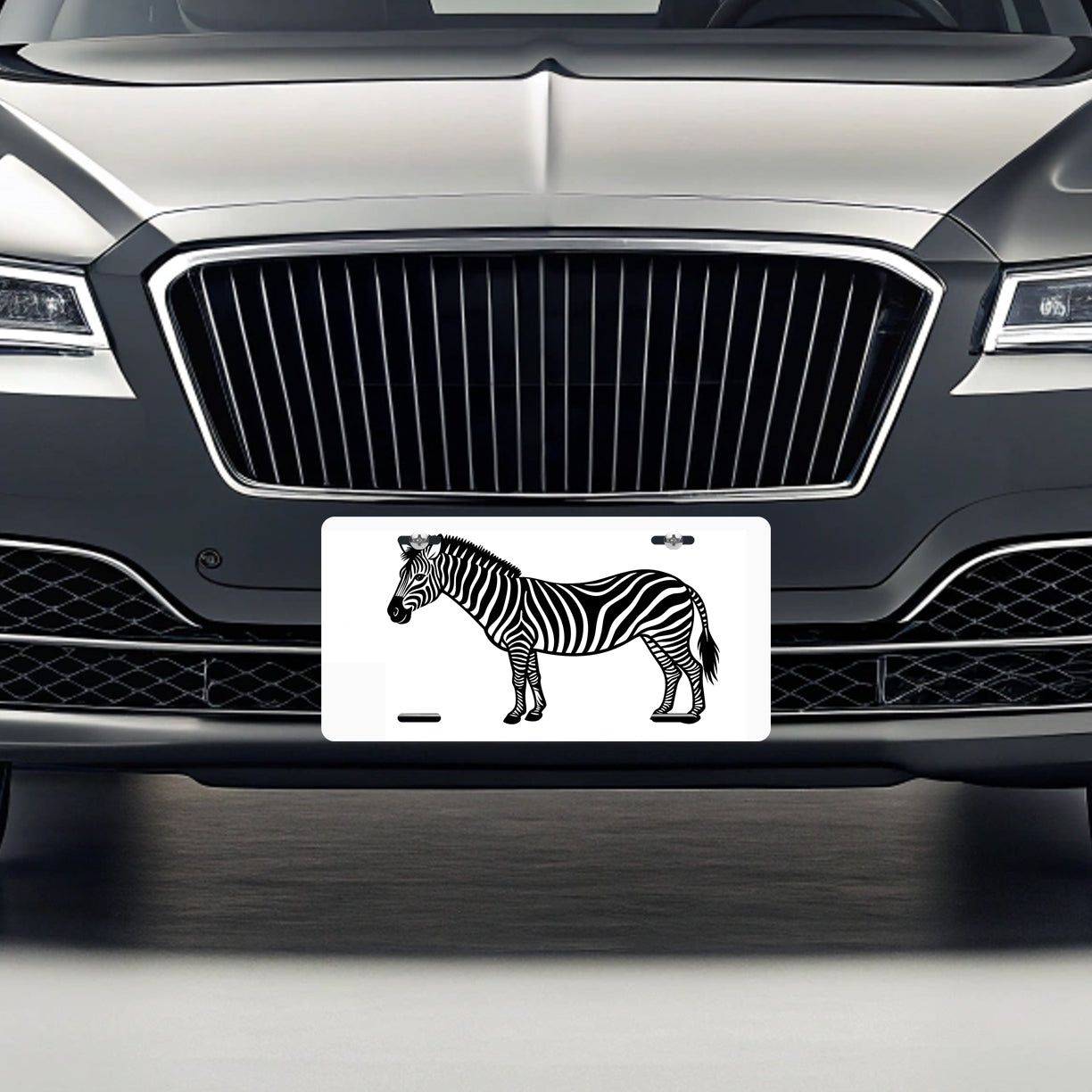 Zebra Black White Metal Vanity Novelty Tag License Plate for Trucks Cars SUVs