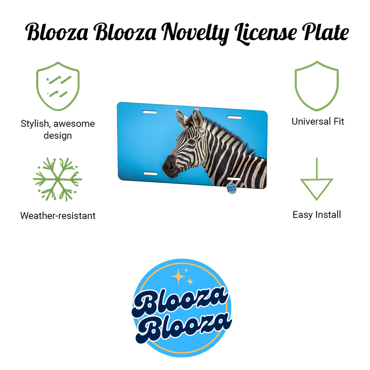 Zebra Face Blue Background Metal Vanity Novelty Tag License Plate for Trucks Cars SUVs