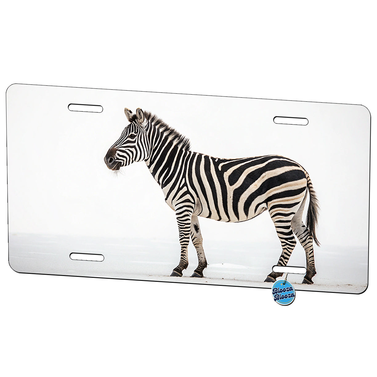 Zebra White Background Metal Vanity Novelty Tag License Plate for Trucks Cars SUVs