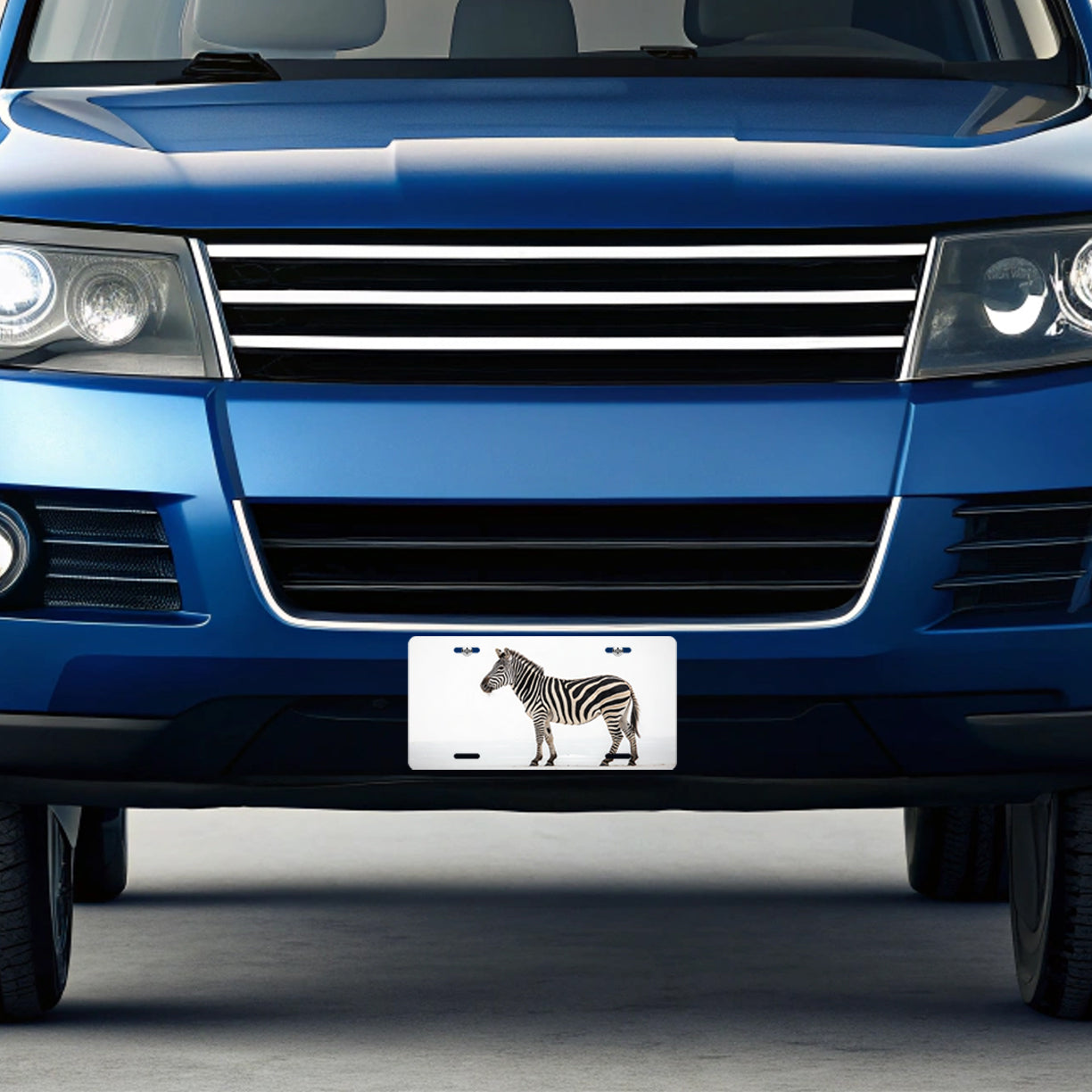 Zebra White Background Metal Vanity Novelty Tag License Plate for Trucks Cars SUVs