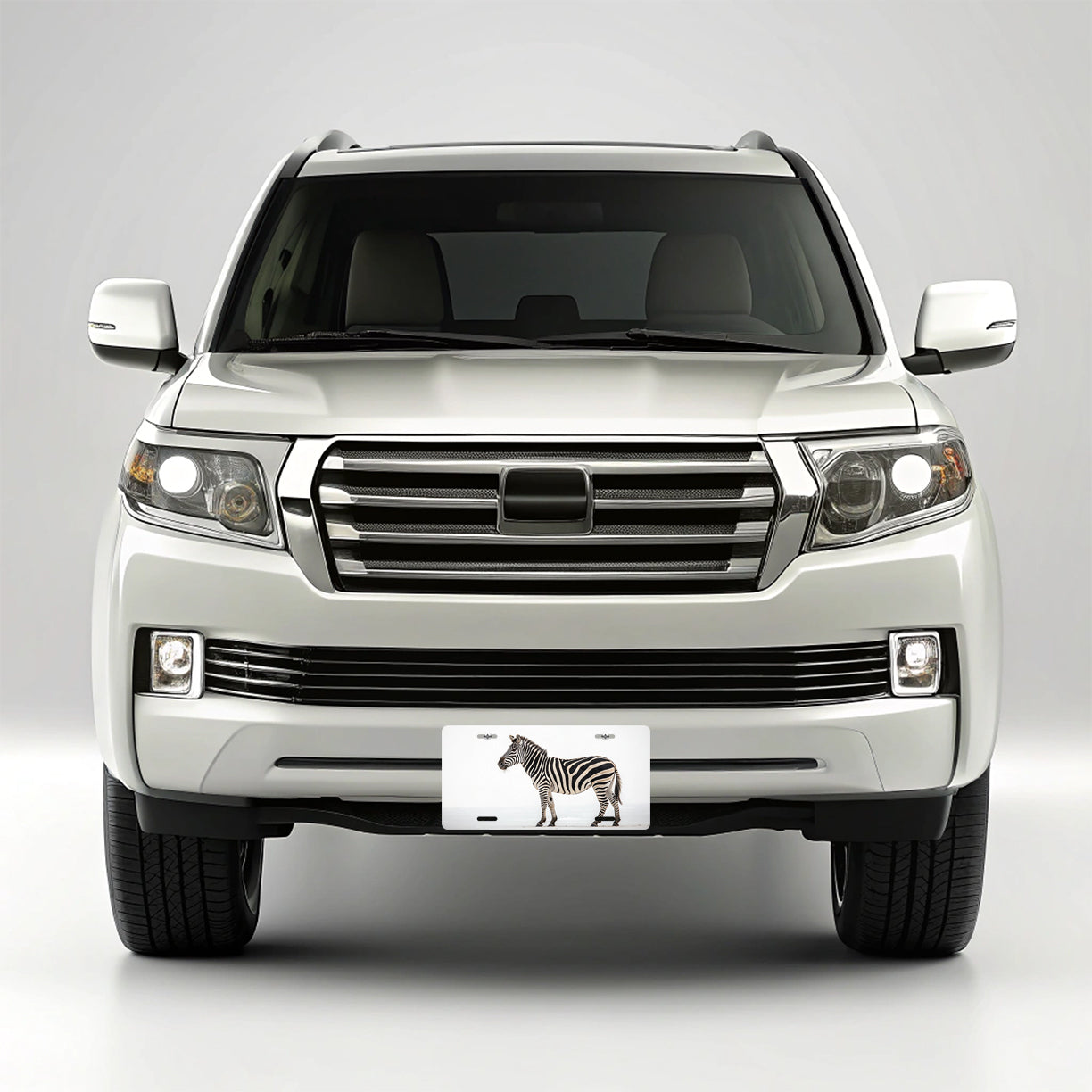 Zebra White Background Metal Vanity Novelty Tag License Plate for Trucks Cars SUVs