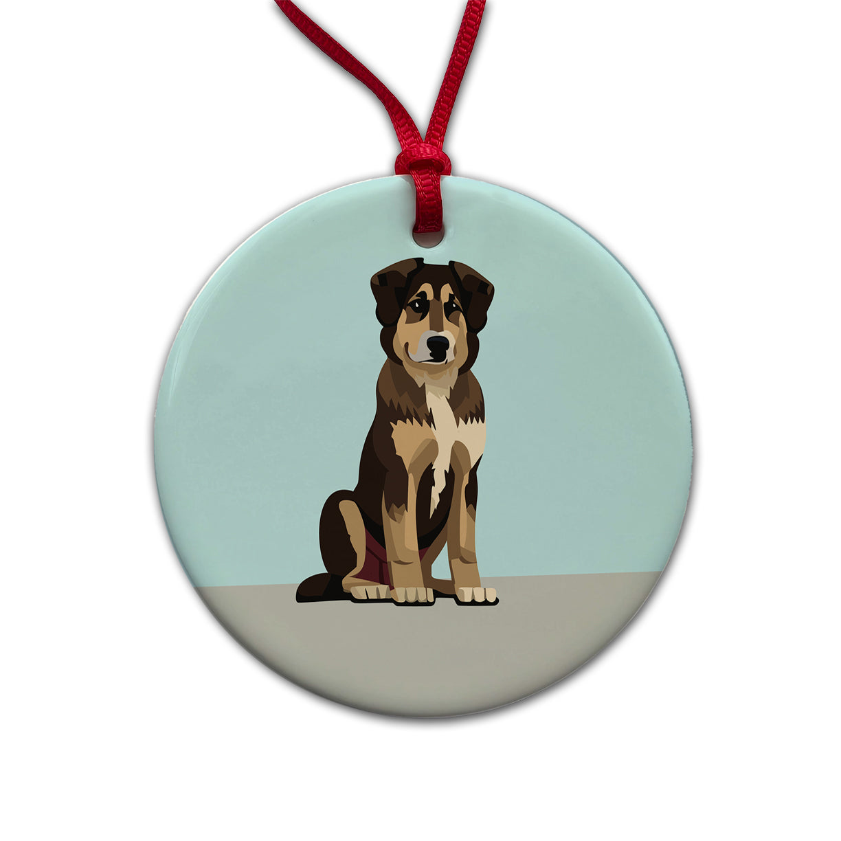 Anatolian Shepherd Dog Sitting Round Ceramic Holiday Christmas Tree Ornament