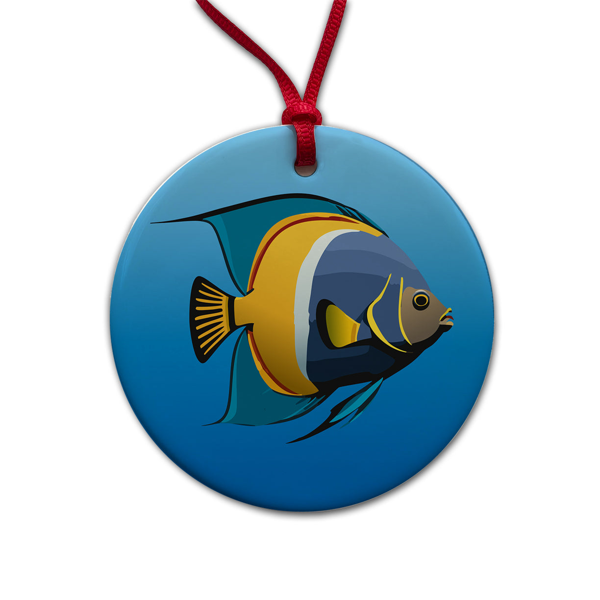 Angelfish Angel Fish Ocean Fresh Water Round Ceramic Holiday Christmas Tree Ornament