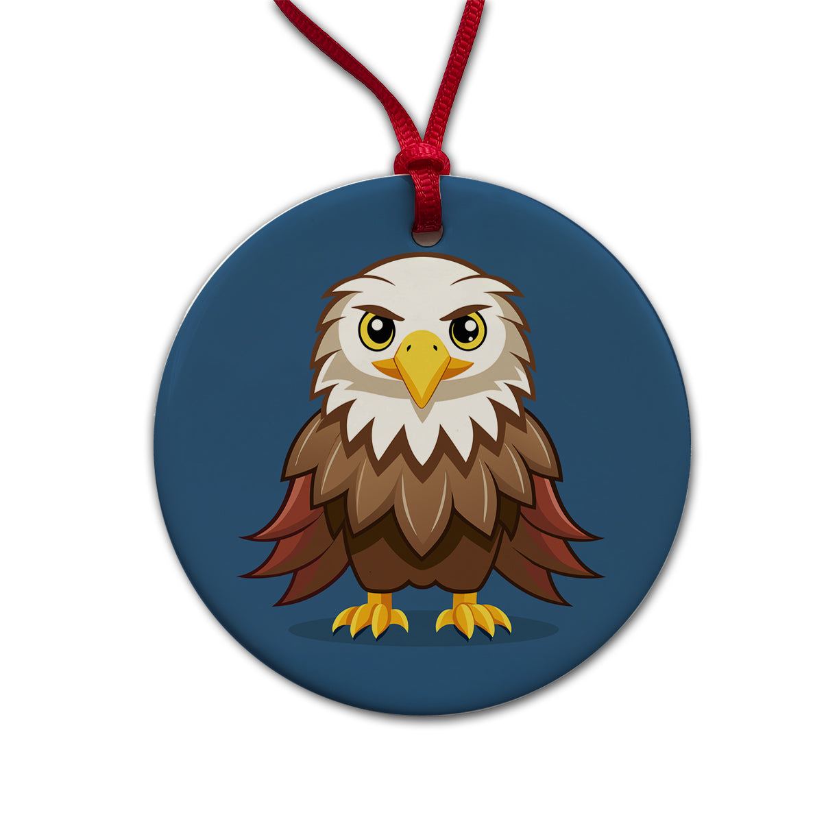 Bald Eagle Bird Cute Round Ceramic Holiday Christmas Tree Ornament